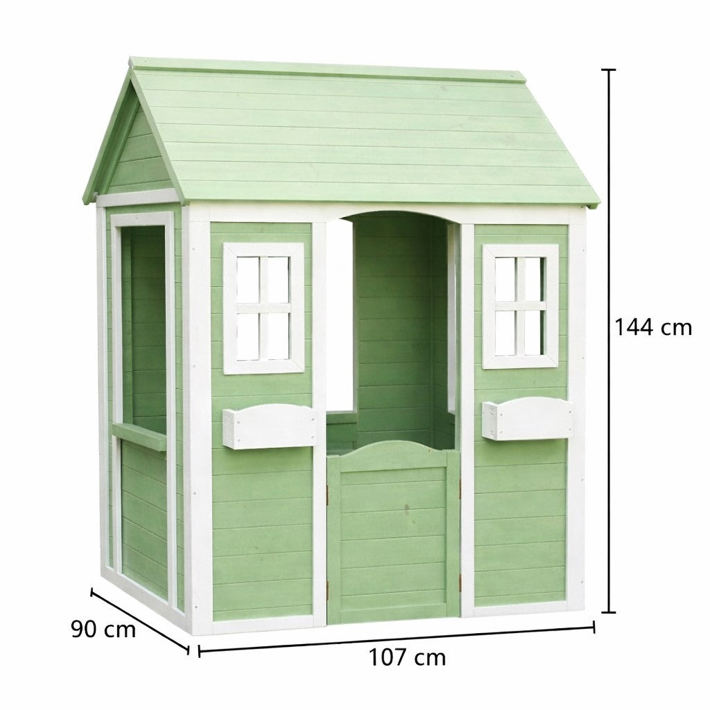 Размери на детска дървена къщичка за игра на открито 107x90x144 см