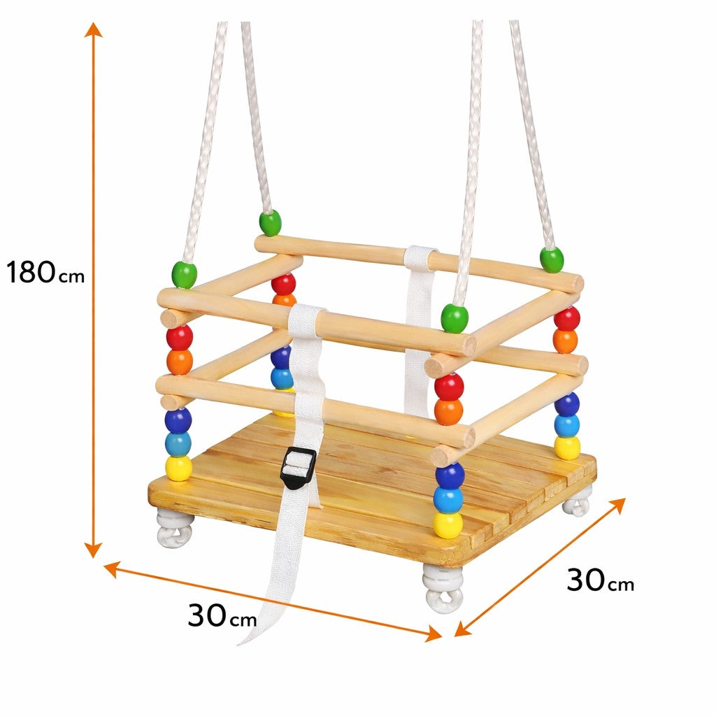 Детска люлка GINGER HOME с обозначени размери 30×30 см и въжета до 180 см