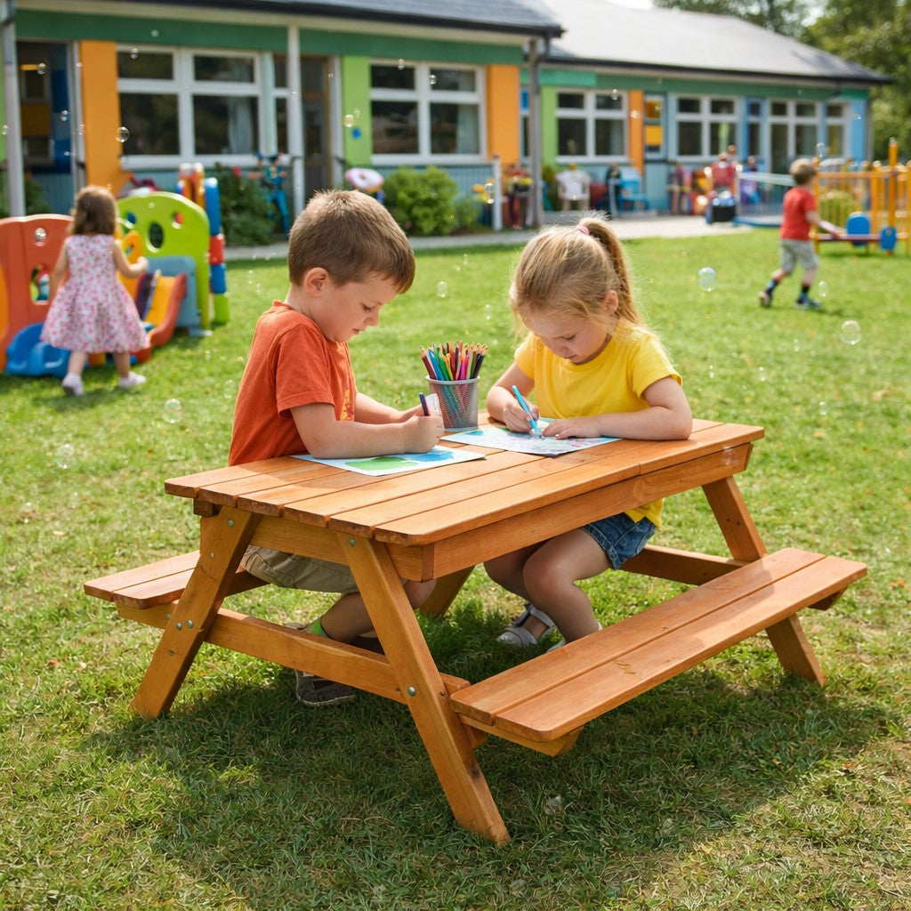 Детска маса с пейки и пясъчник GINGER HOME в градина