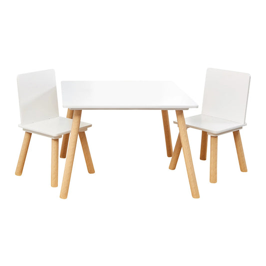 Tavolo per bambini con 2 sedie GINGER HOME Set in legno, bianco