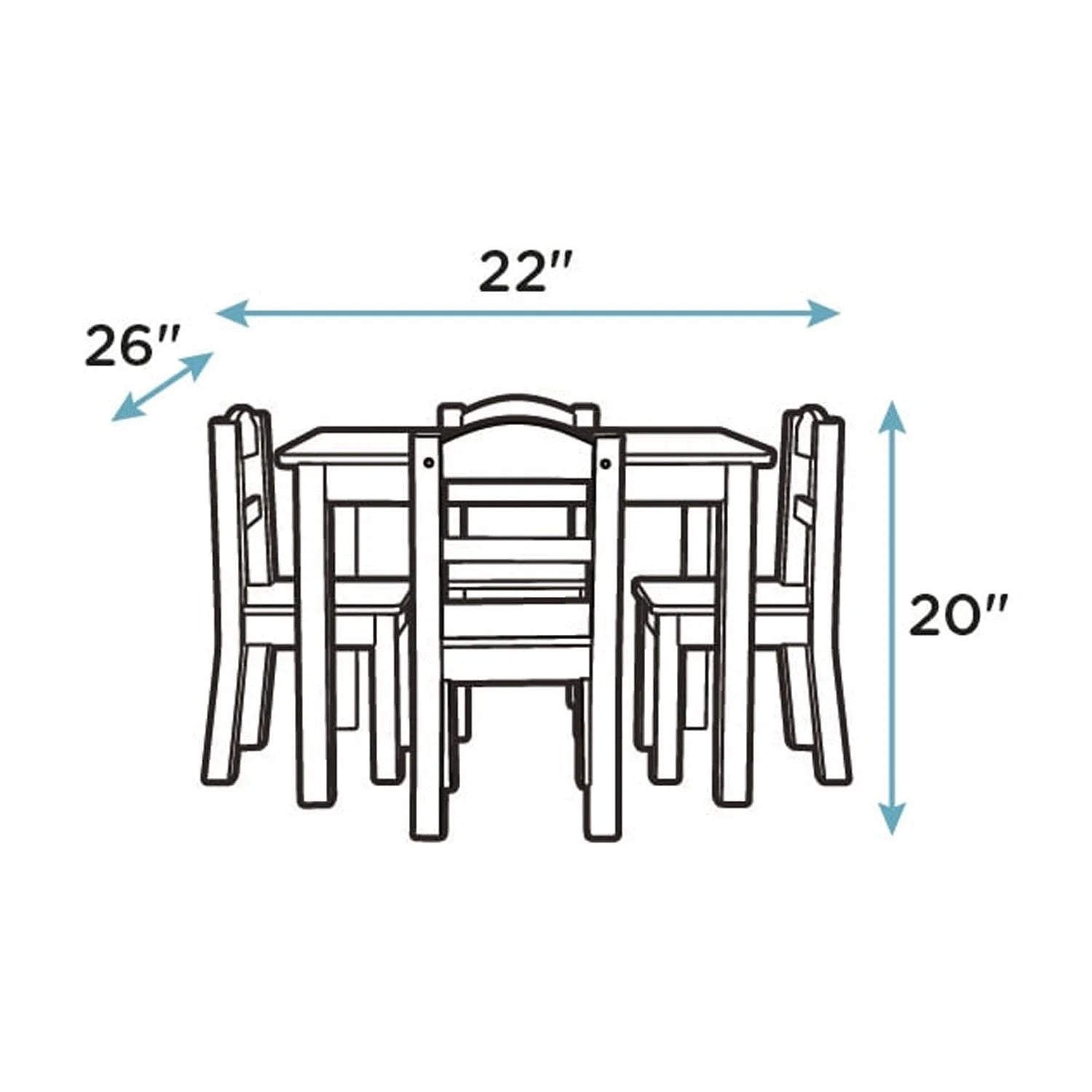 Детска маса с 4 столчета GINGER HOME схема
