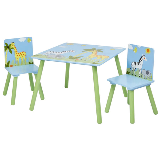 Tavolo per bambini con sedie GINGER HOME per disegnare, giocare, mangiare, in legno, cameretta SAVANNA