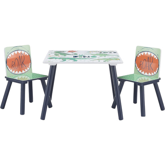 Tavolo per bambini con sedie GINGER HOME per disegnare, giocare, mangiare, in legno, DINOSAURO