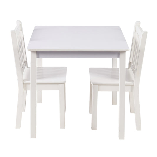 Tavolo per bambini con sedie, set in legno, per imparare, disegnare, giocare e mangiare, per la cameretta dei bambini, bianco