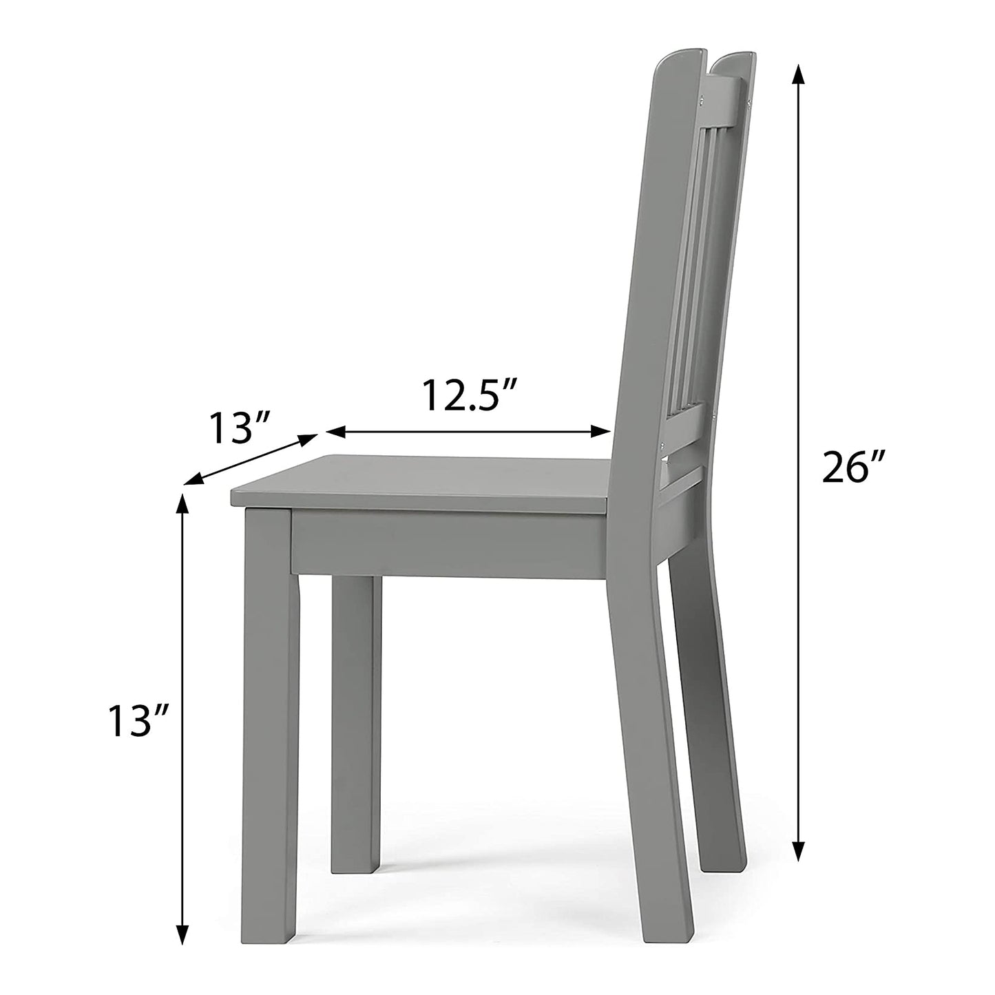 Детска Маса със Столчета, Комплект от Дърво, за Учене, Рисуване, Игра и Хранене, за Детска Стая, Сив