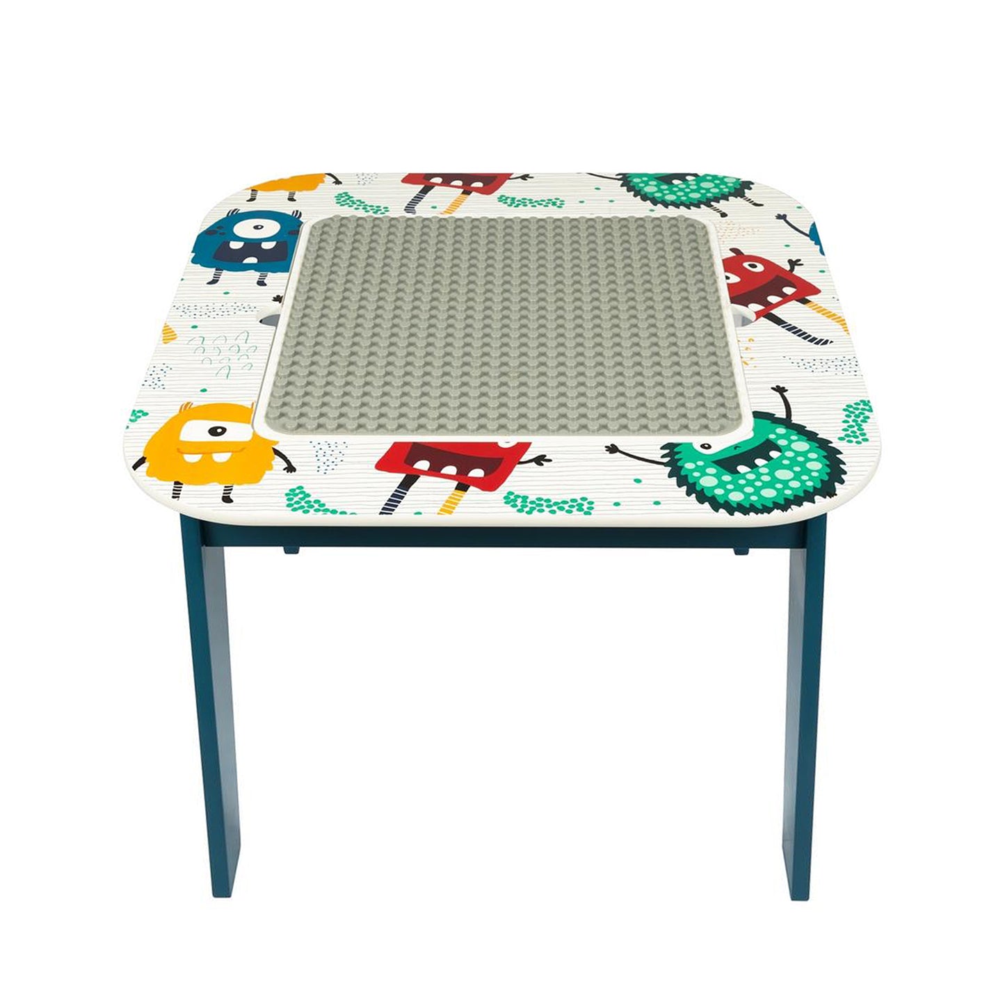 Tavolo per bambini con 2 sedie, bifacciale, per disegnare e impilare i mattoncini LEGO