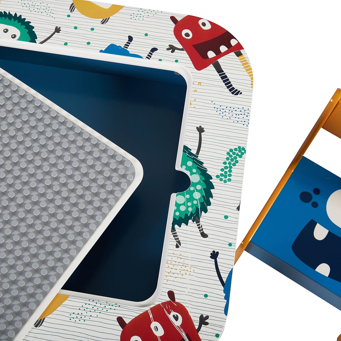 Tavolo per bambini con 2 sedie, bifacciale, per disegnare e impilare i mattoncini LEGO