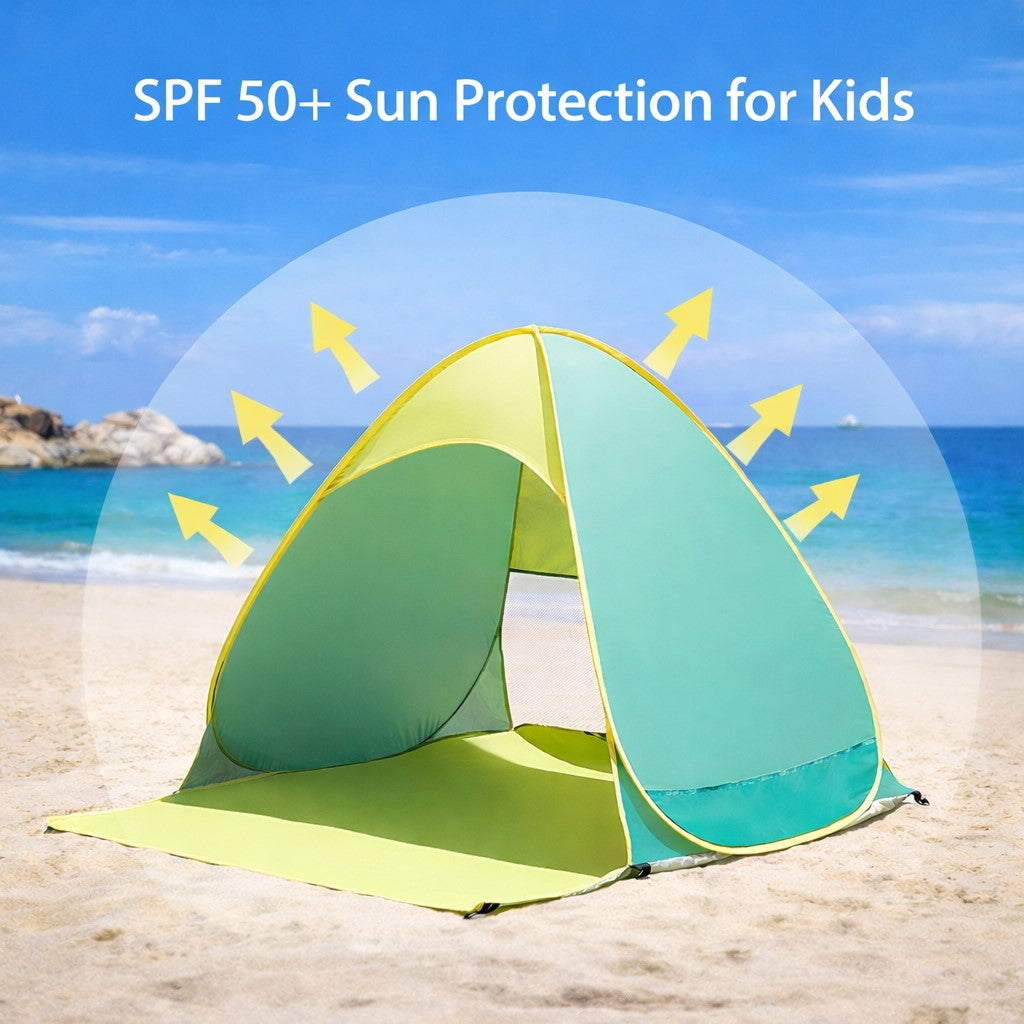 Детска палатка с UV защита 50+, предпазваща от вредните слънчеви лъчи