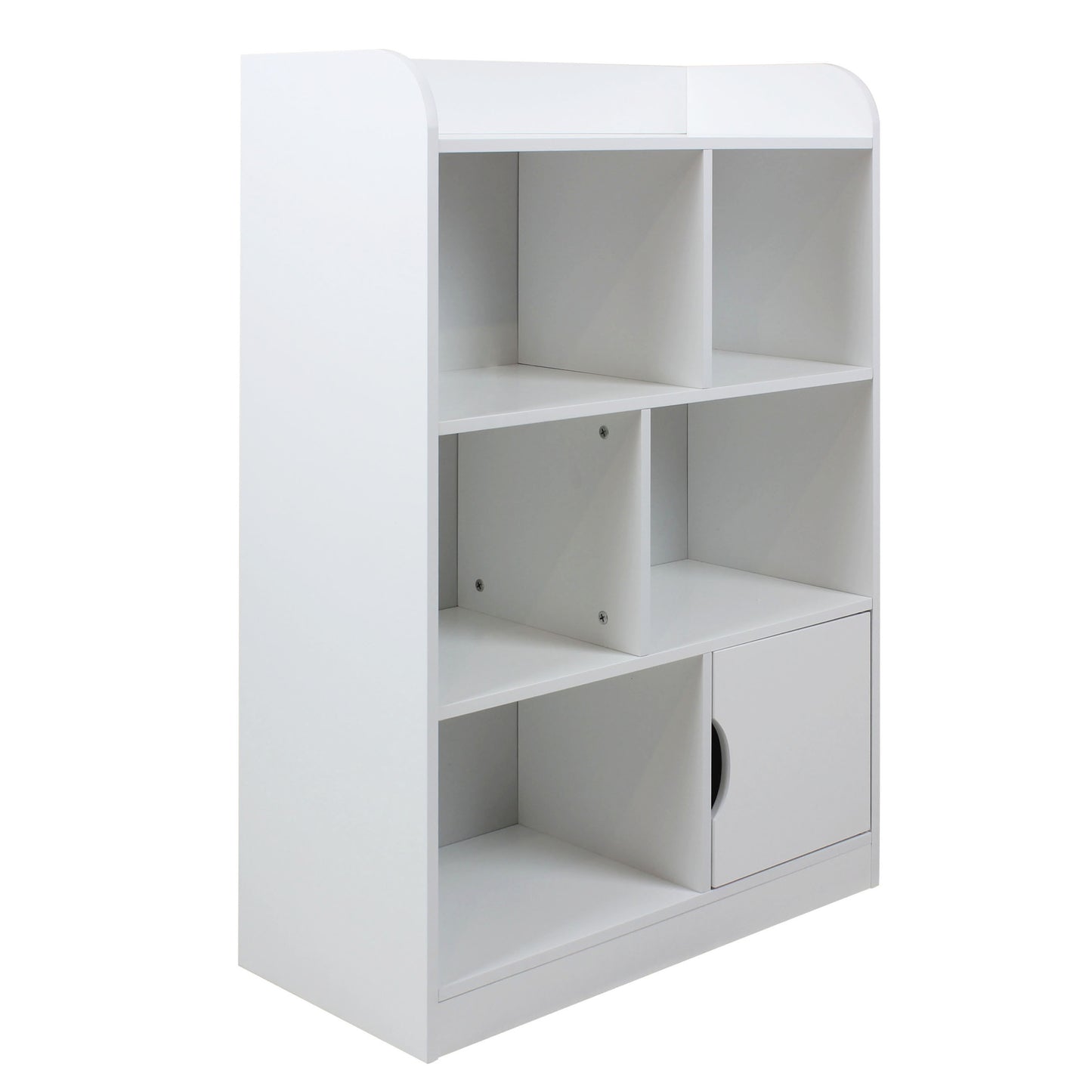 Children's wooden shelf 4 levels with a door - WHITE