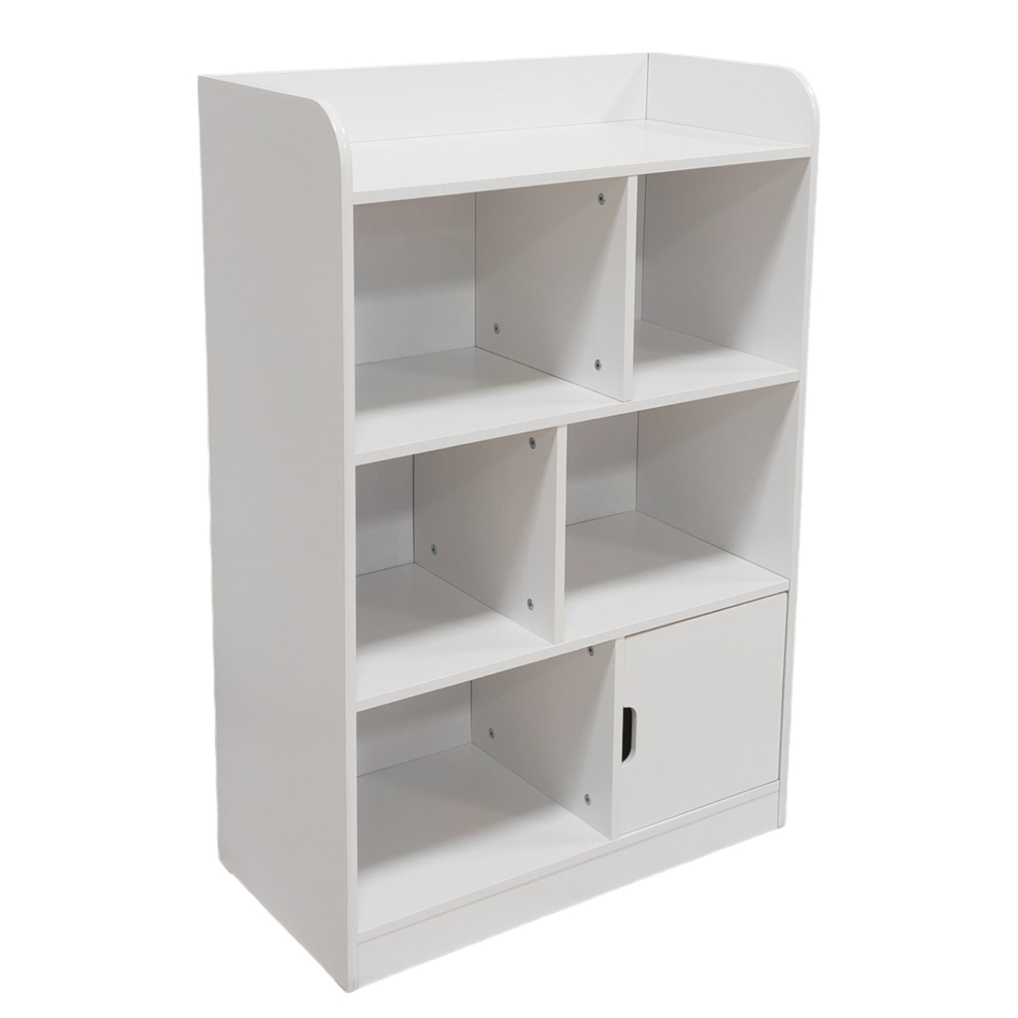 Children's wooden shelf 4 levels with a door - WHITE