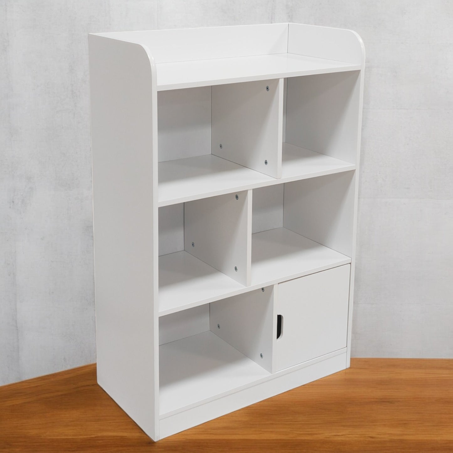 Children's wooden shelf 4 levels with a door - WHITE