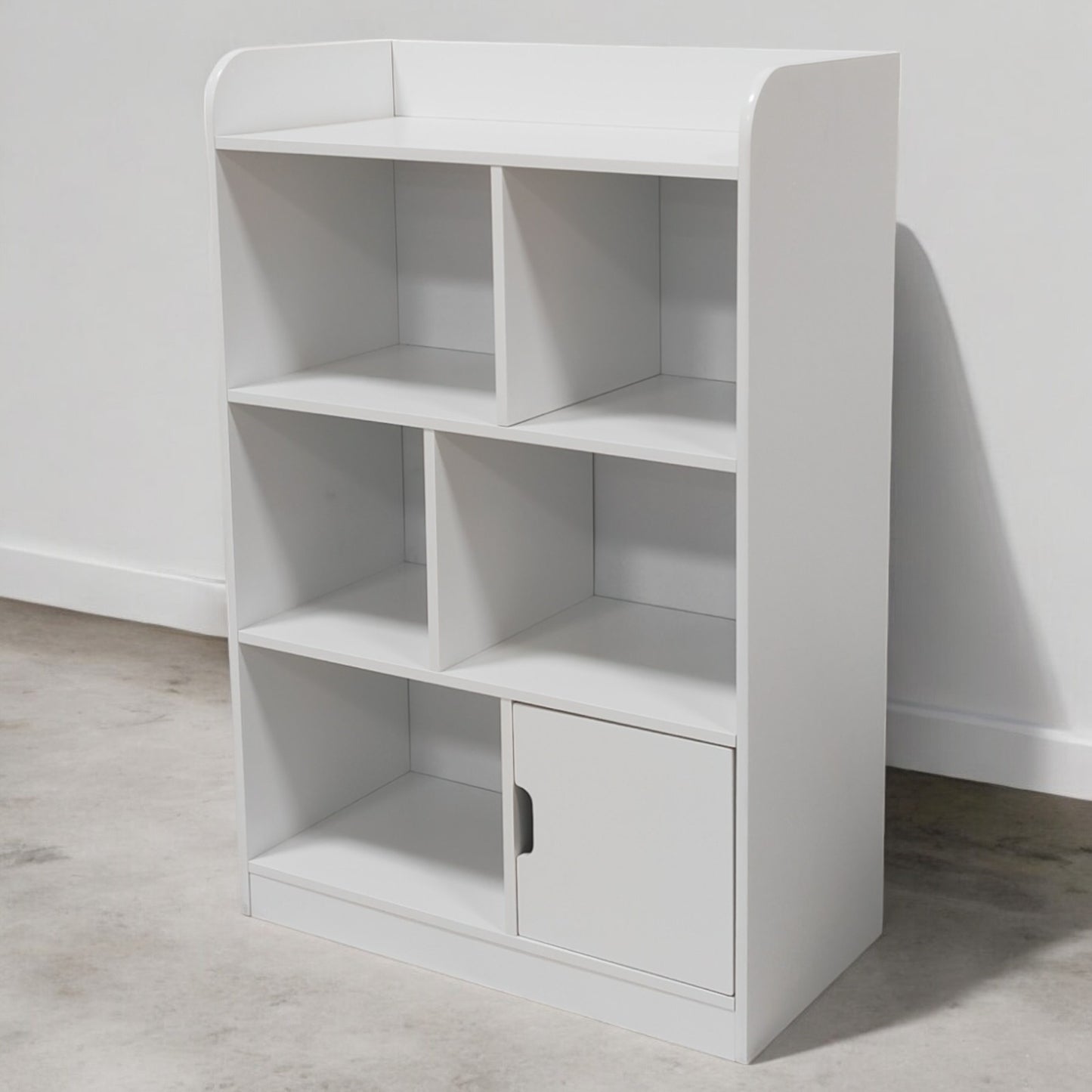 Children's wooden shelf 4 levels with a door - WHITE