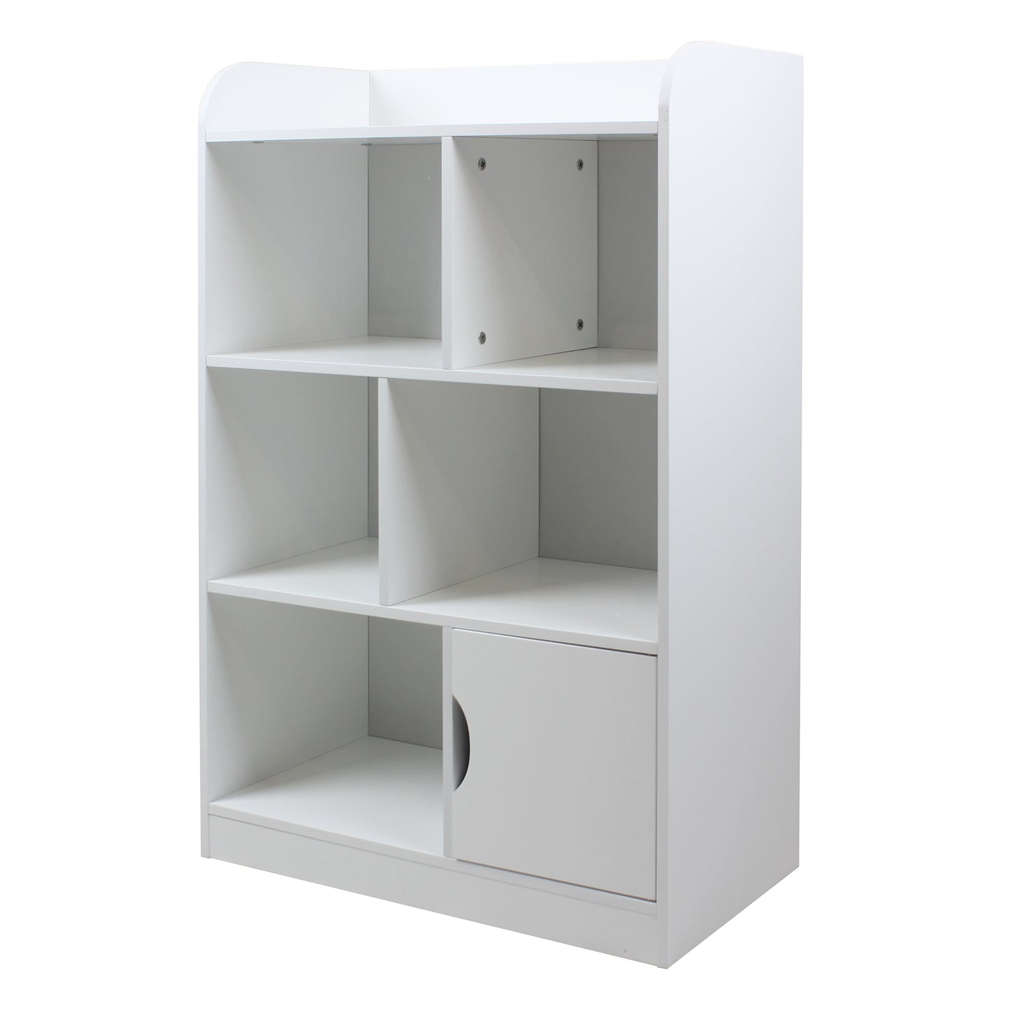 Children's wooden shelf 4 levels with a door - WHITE