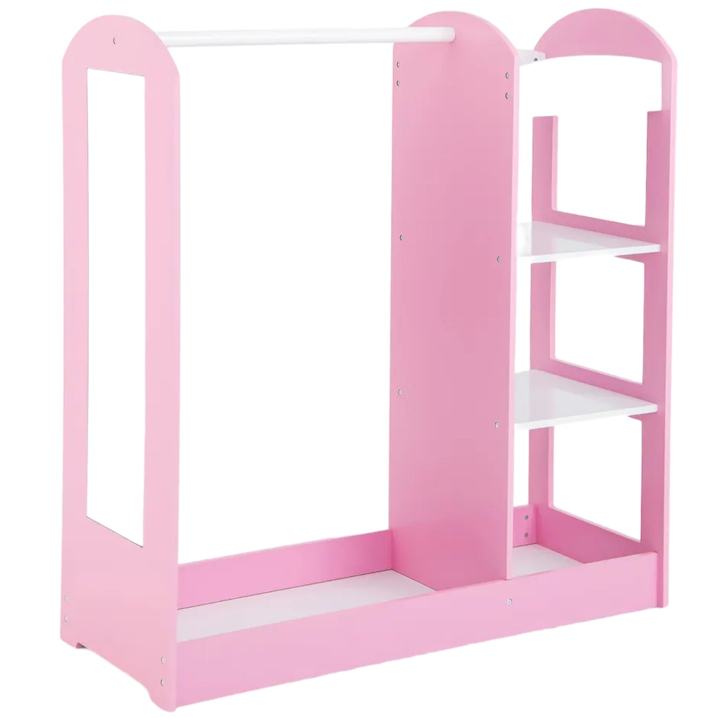 Appendiabiti per bambini con specchio GINGER HOME - Armadio aperto per bambini con ripiani e grucce, rosa, 94x38x100 cm