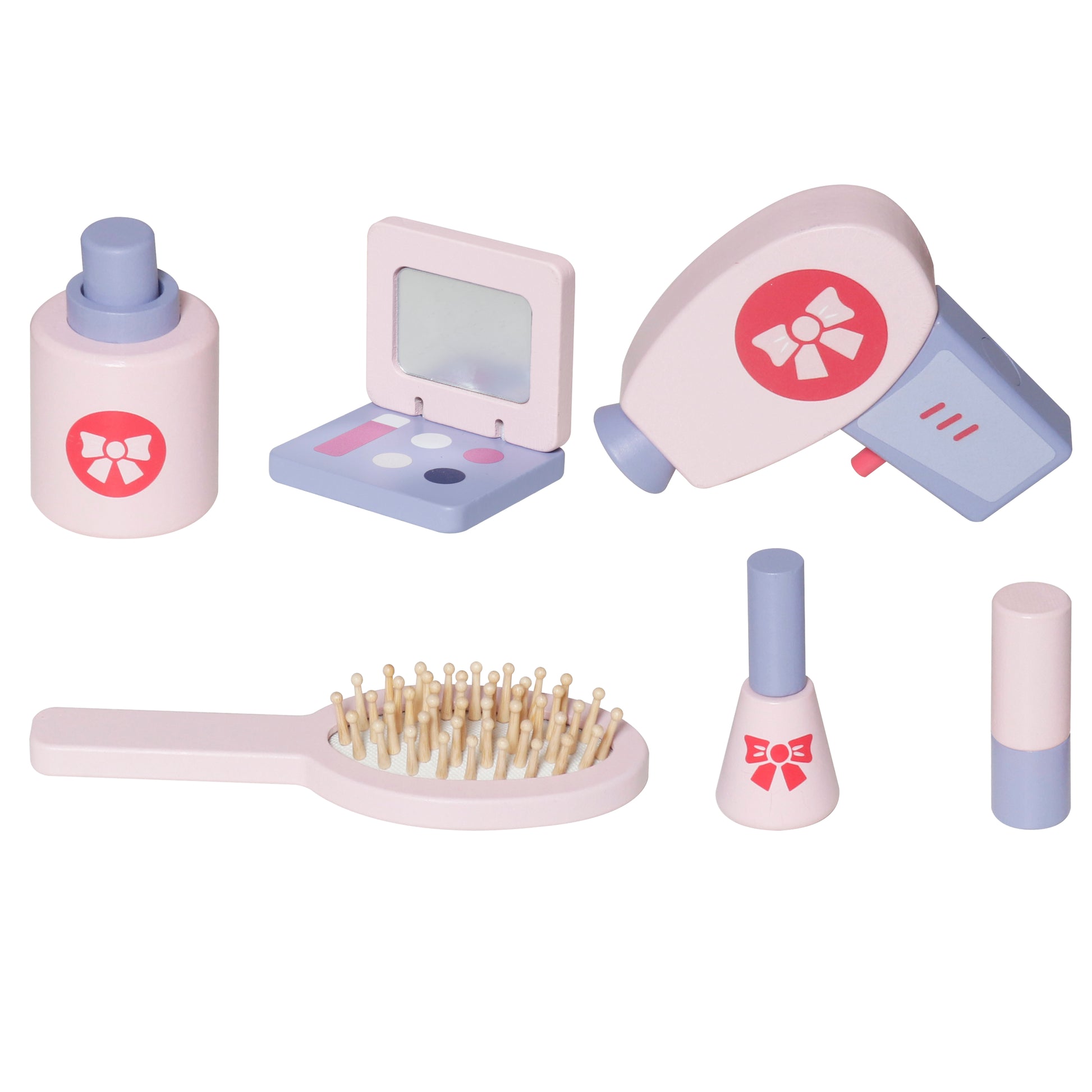 Дървени аксесоари за игра към детска тоалетка GINGER HOME – сешоар, четка и козметика