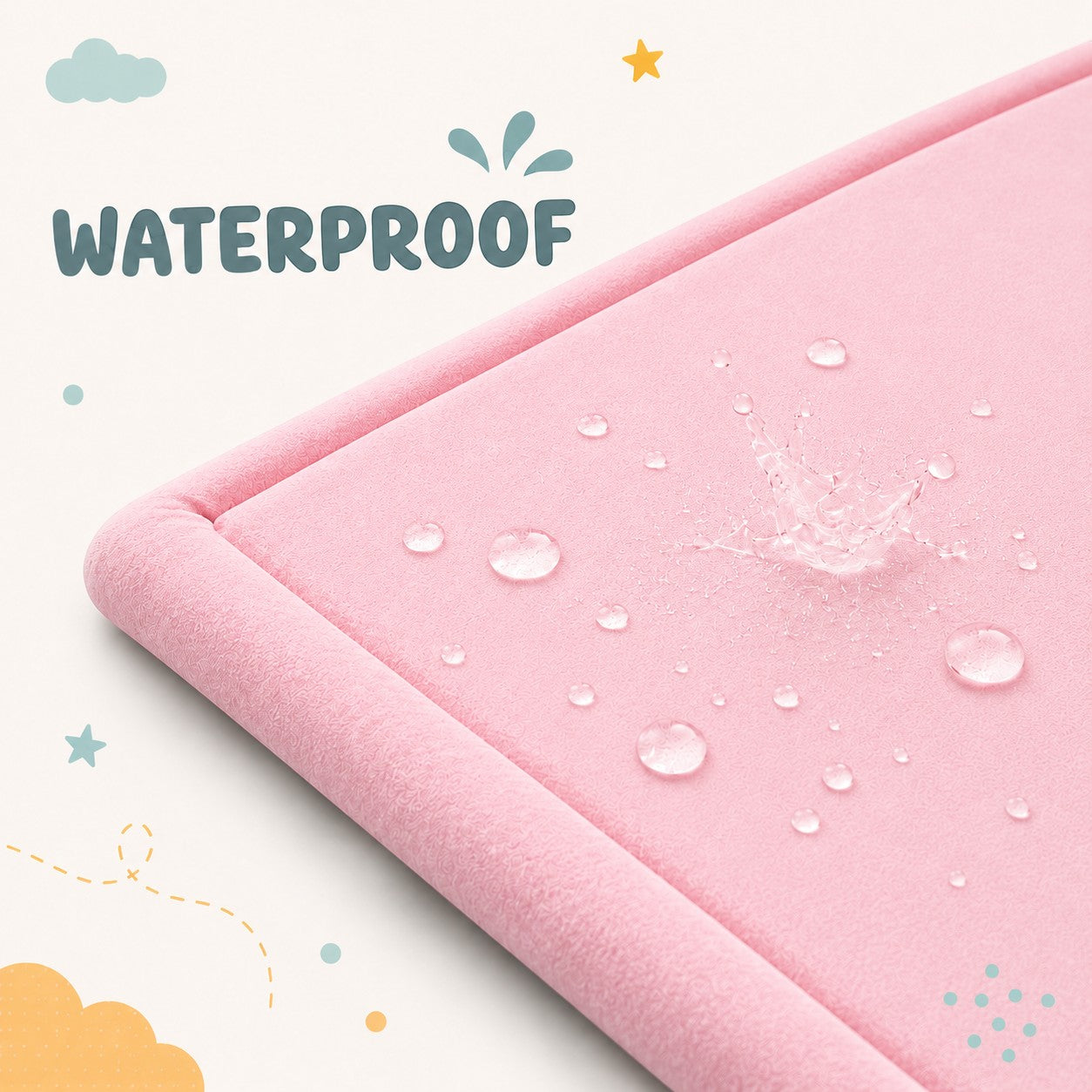 Детски Мемори Килим Ginger Home LOLLA, 150x200 См, 3,5 См Дебелина, Кадифено Мек Водоустойчив Горен Слой, Мемори Пяна, Противохлъзгаща Основа, Розов
