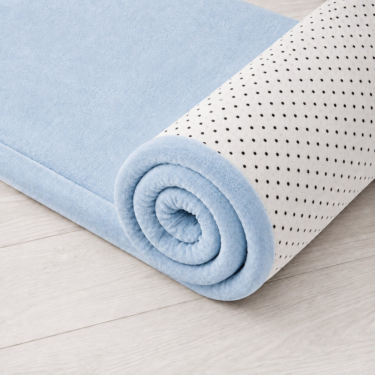 Детски Мемори Килим GINGER HOME LOLLA, 150x200 см, 3,5 см Дебелина, Кадифено Мек Водоустойчив Горен Слой, Мемори Пяна, Противохлъзгаща Основа, Син