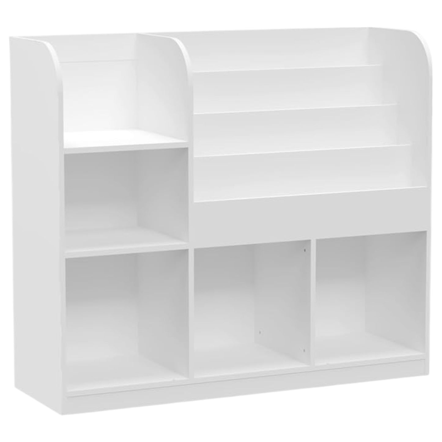 Детски Органайзер GINGER HOME, Етажерка с Рафтове за Играчки и Книги, 3 Текстилни Кутии, Дървен, Бял, 92x30x80 см, Монтесори