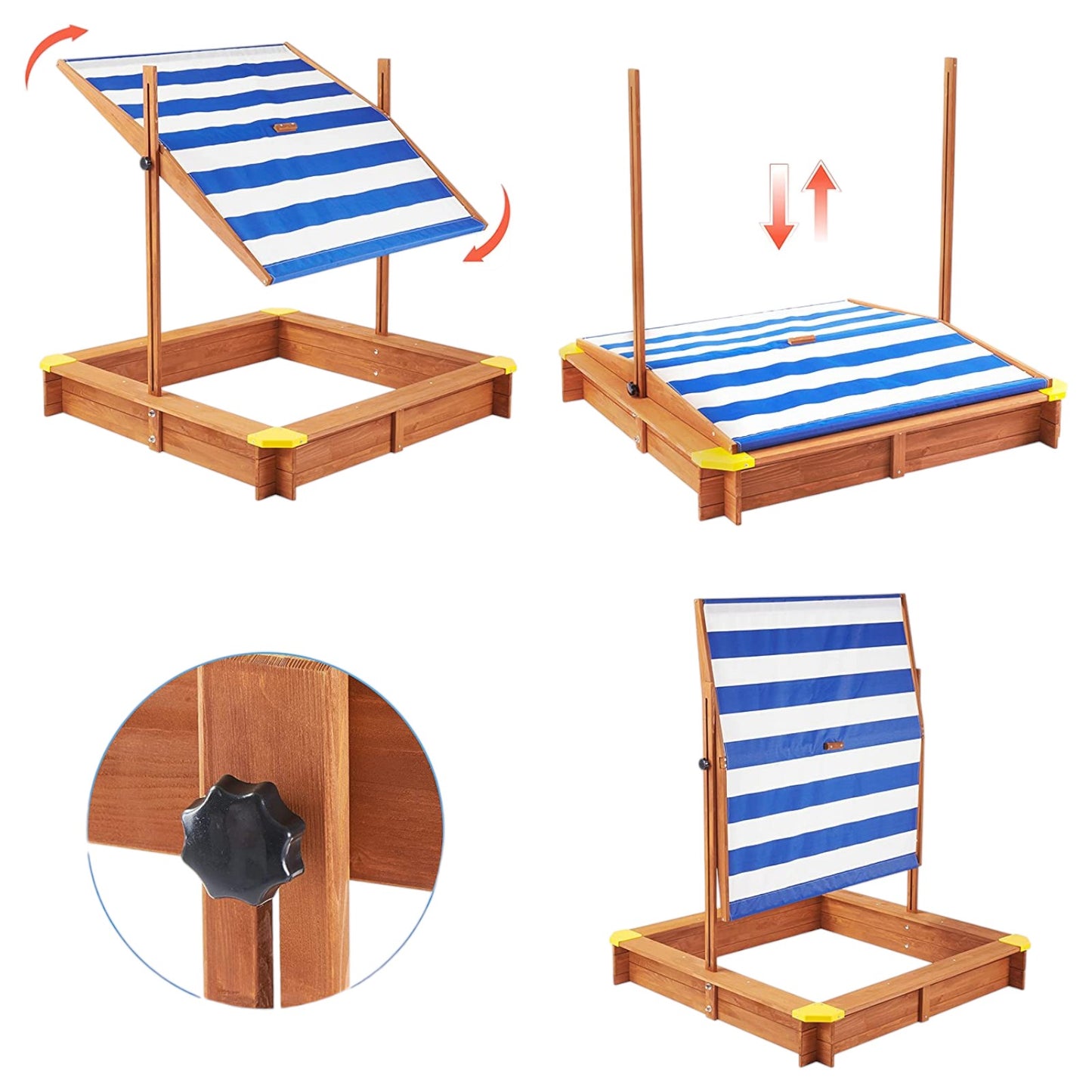 Детски пясъчник GINGER HOME с водоустойчив покрив и UV защита за игра на открито