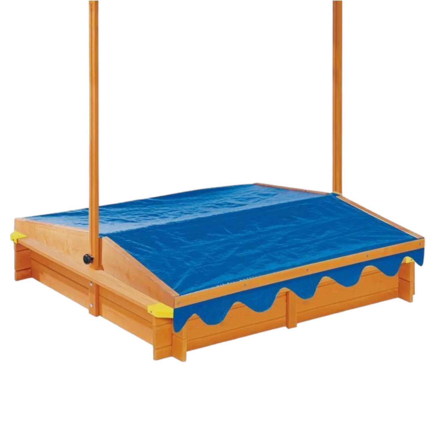 Sabbiera per bambini GINGER HOME, con tettoia regolabile, impermeabile anti-UV 30, in legno, 112x112 cm