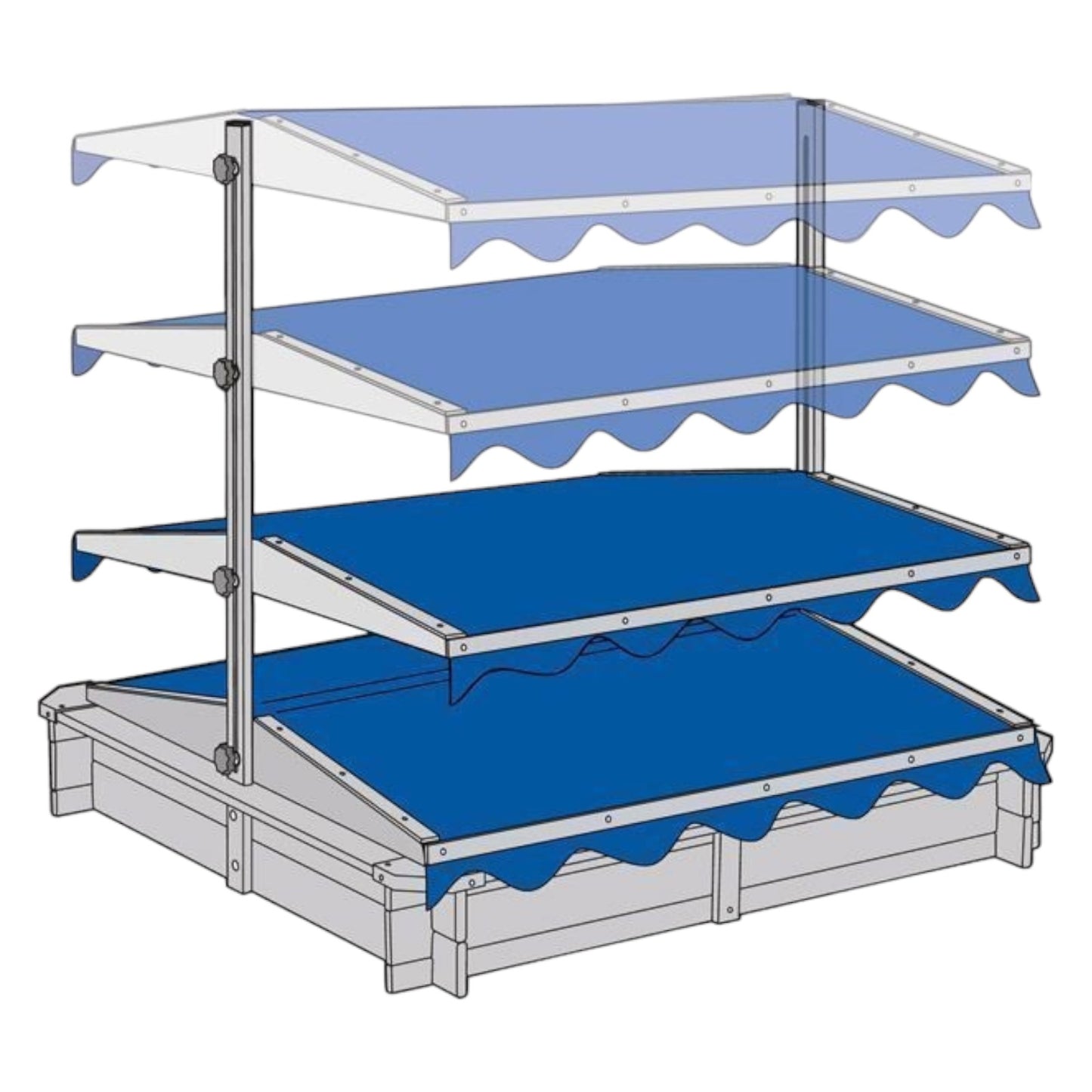 Sabbiera per bambini GINGER HOME, con tettoia regolabile, impermeabile anti-UV 30, in legno, 112x112 cm