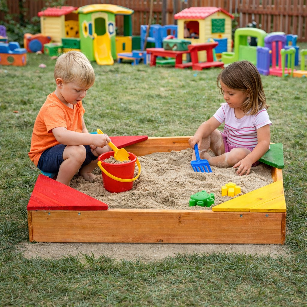 Детски пясъчник GINGER HOME в детска градина, игра с пясък на открито