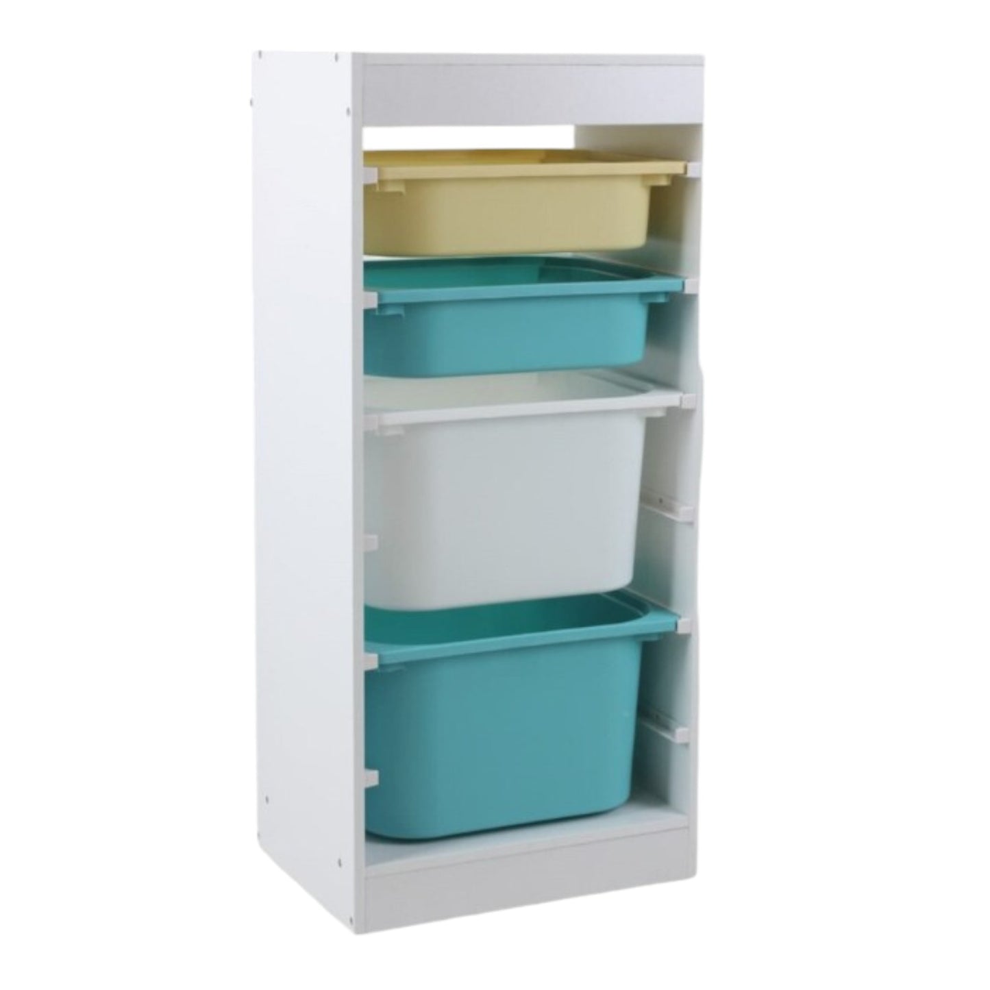 GINGER HOME Mobiletto per bambini, scaffale porta giocattoli con 4 contenitori, bianco