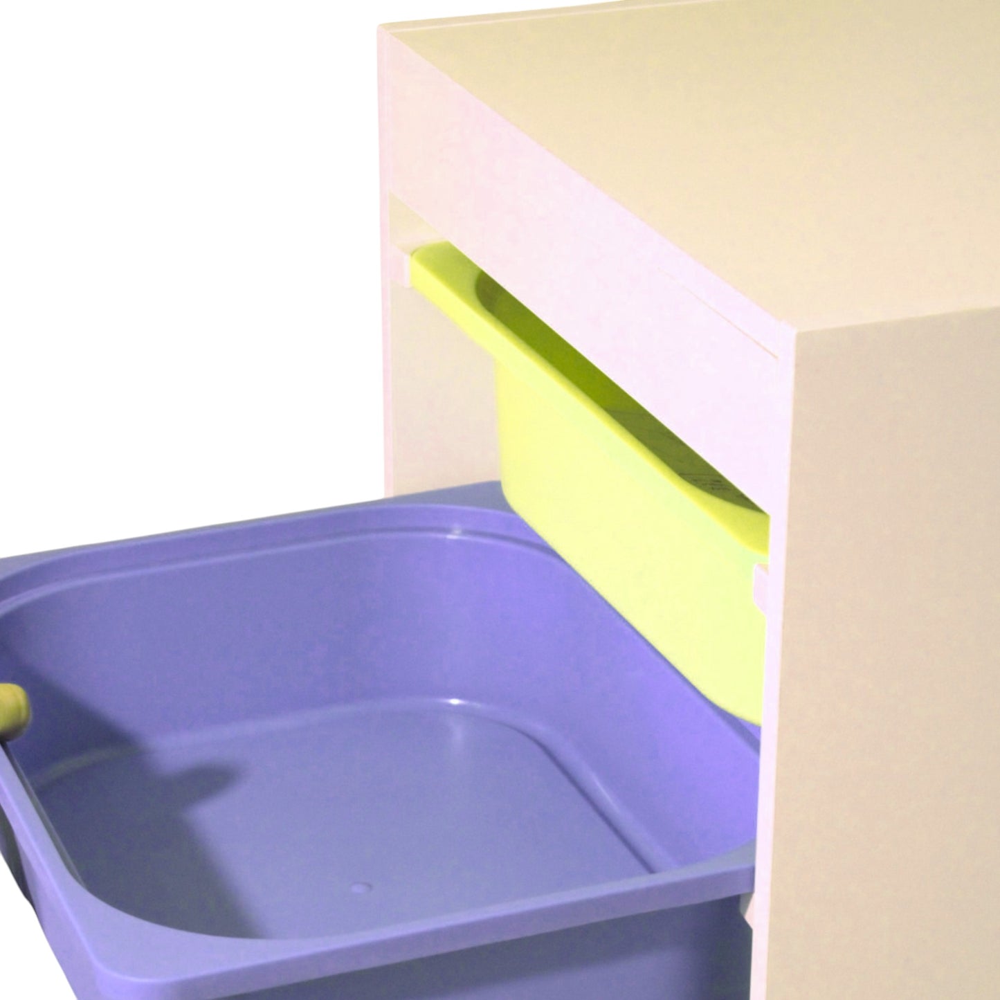 GINGER HOME Mobiletto per bambini, scaffale porta giocattoli con 4 contenitori, bianco