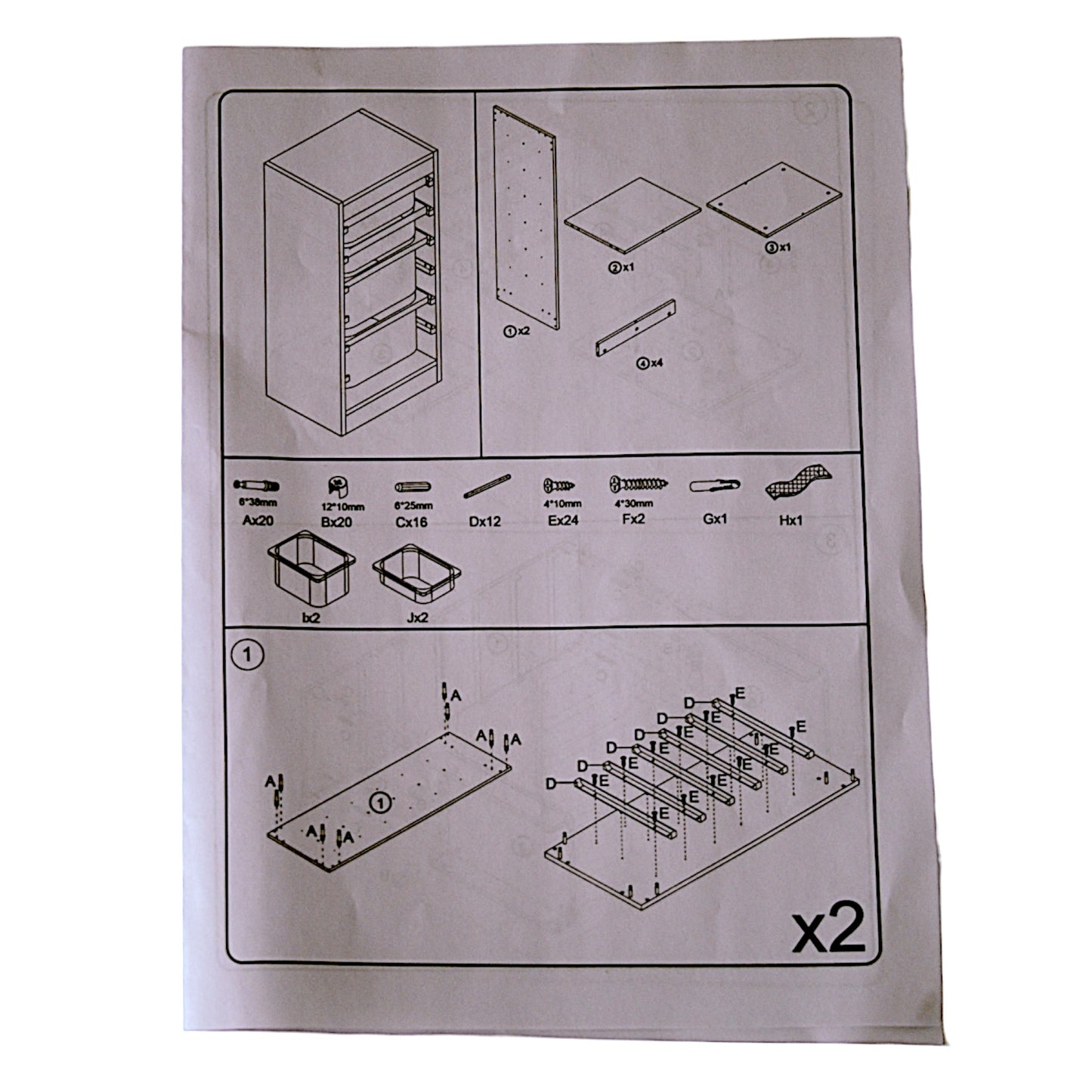 GINGER HOME Mobiletto per bambini, scaffale porta giocattoli con 4 contenitori, bianco