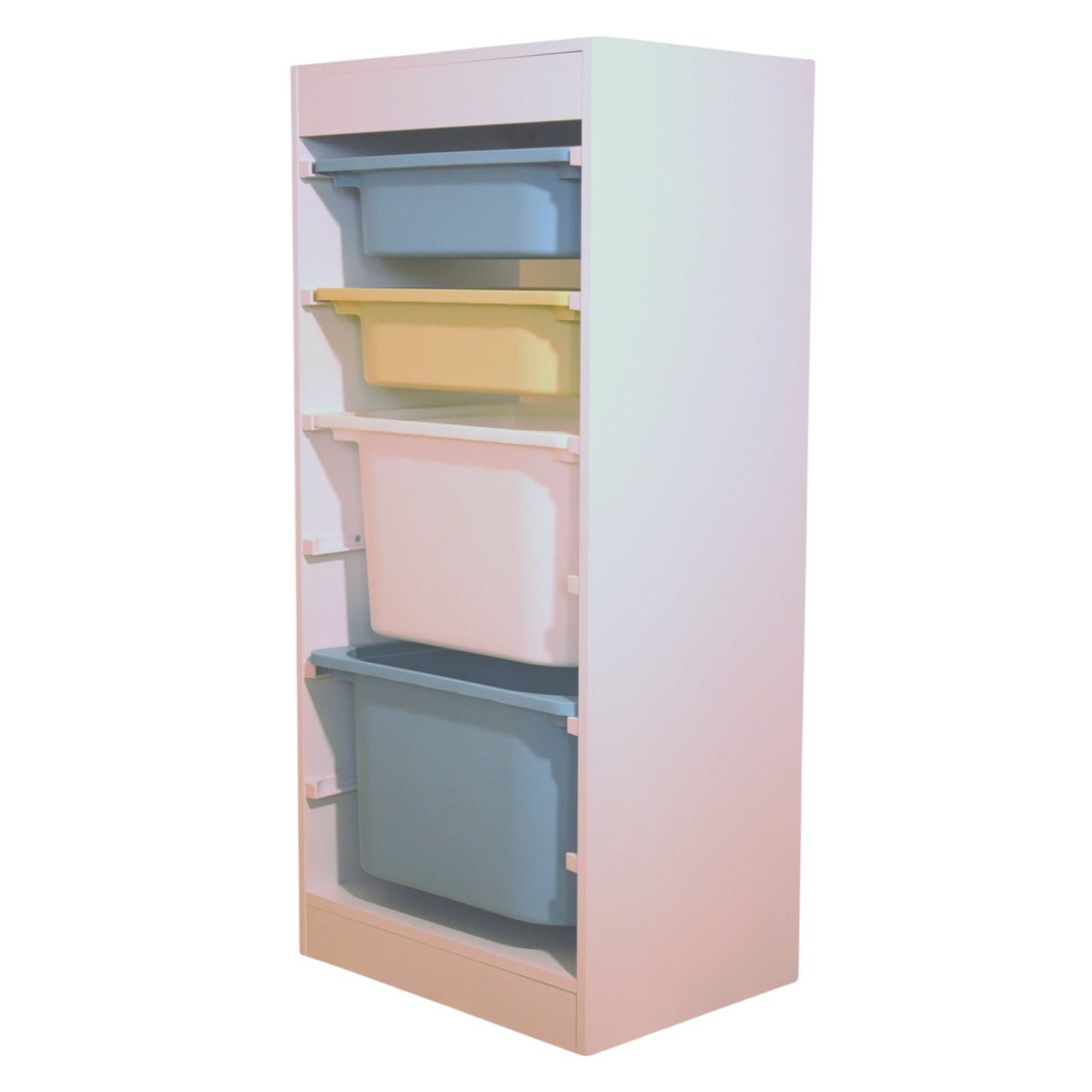 GINGER HOME Mobiletto per bambini, scaffale porta giocattoli con 4 contenitori, bianco