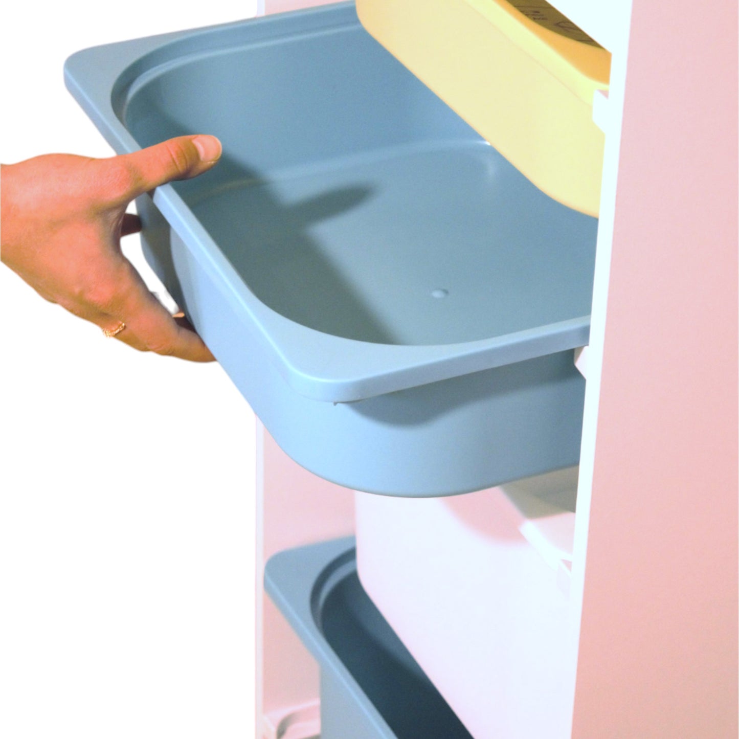 GINGER HOME Mobiletto per bambini, scaffale porta giocattoli con 4 contenitori, bianco