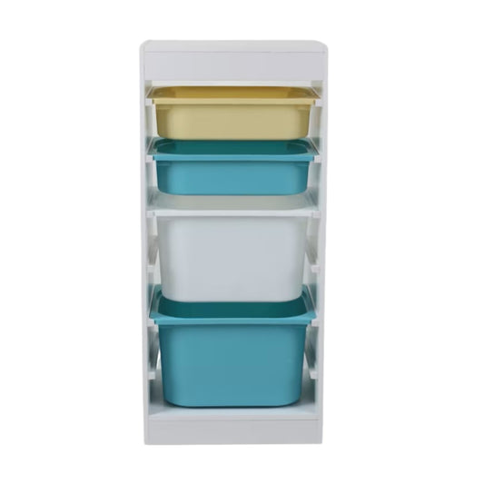 GINGER HOME Mobiletto per bambini, scaffale porta giocattoli con 4 contenitori, bianco