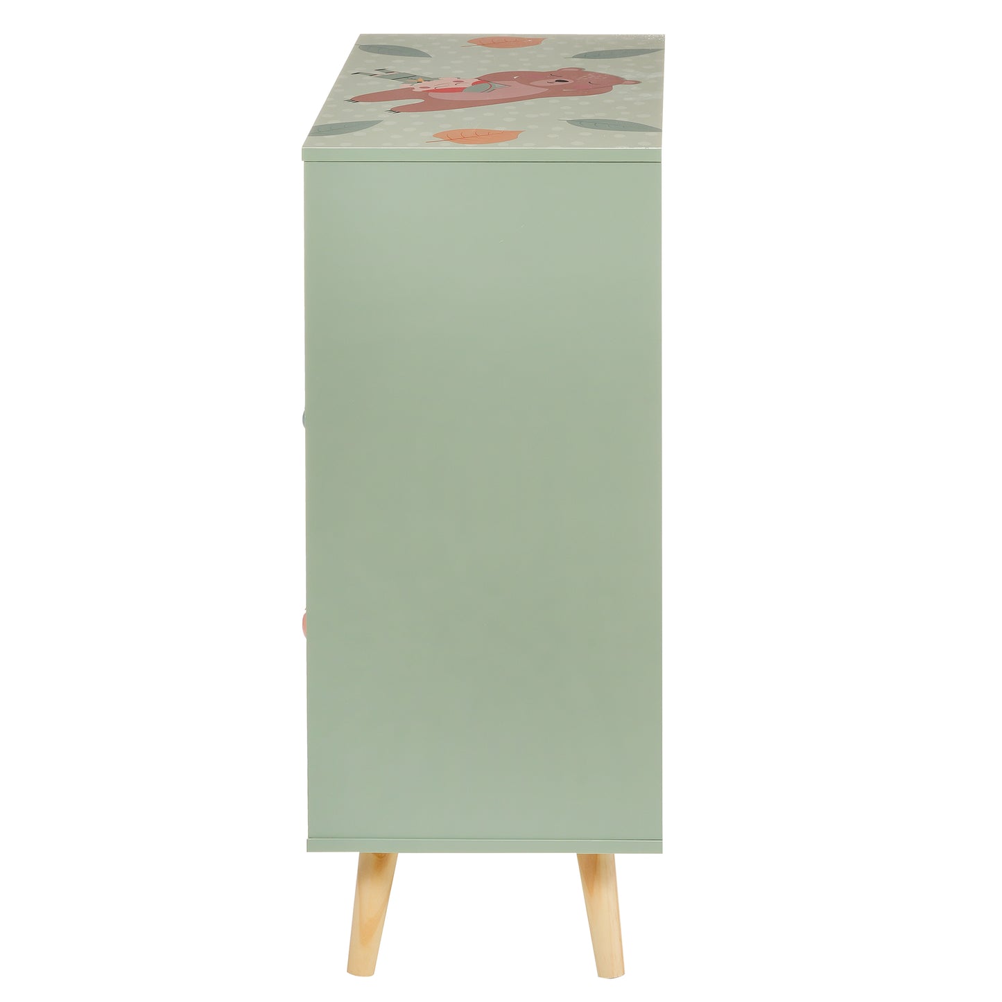 Mobile per Bambini GINGER HOME FOREST – Armadietto per Giocattoli e Vestiti con 2 Cassetti, Scaffale e Design Orsetto