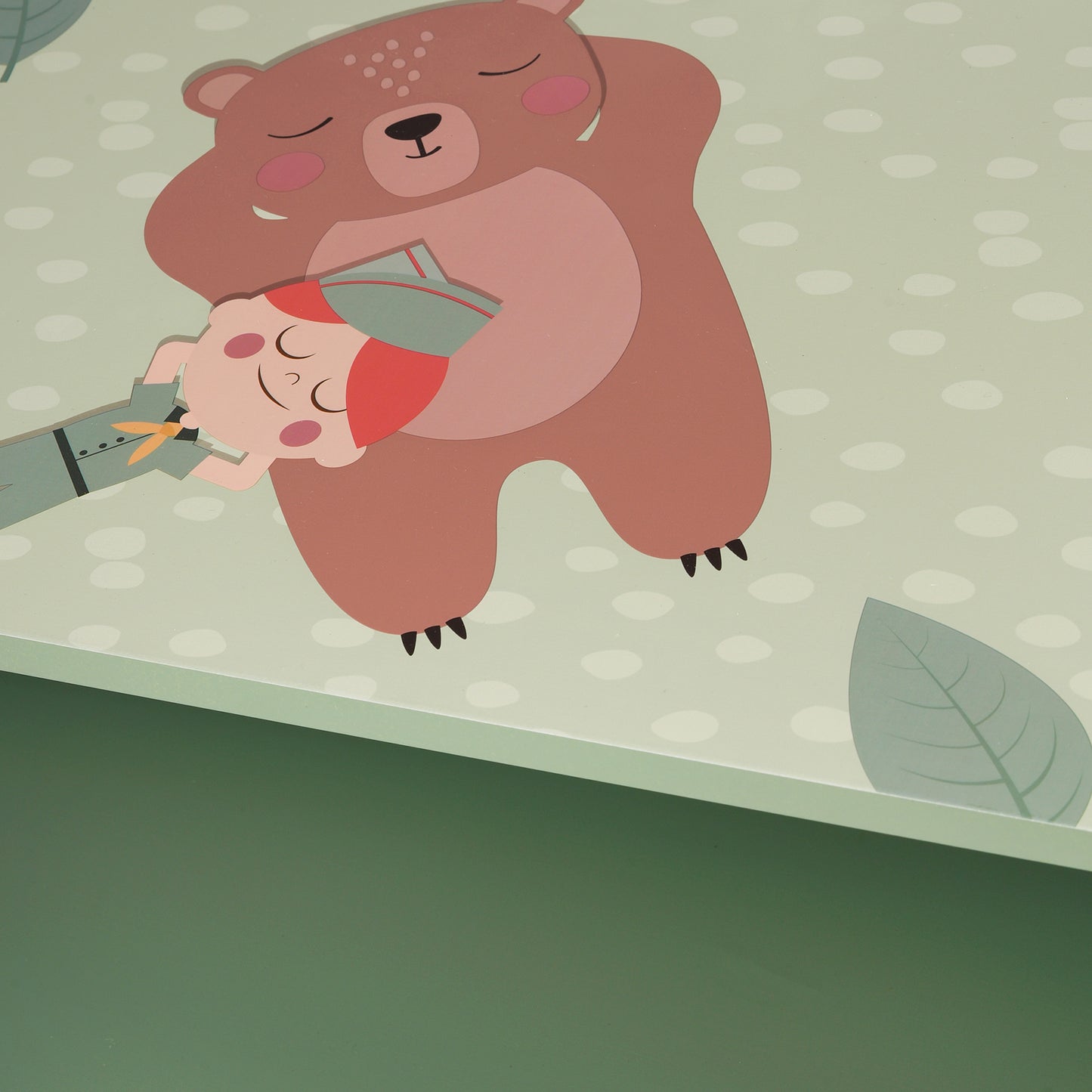 Детски Шкаф за Играчки и Дрехи GINGER HOME, Етажерка за Детска Стая с 2 чекмеджета, Мече, FOREST