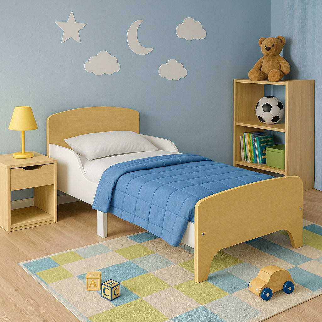 Letto per bambini in legno con protezione e rete per materasso 140/70 cm – GINGER HOME