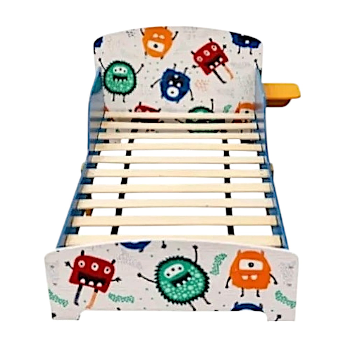 Letto per bambini GINGER HOME 140x70 cm – In legno, con protezione anticaduta, MONSTER, Per bambini dai 18 mesi in su 