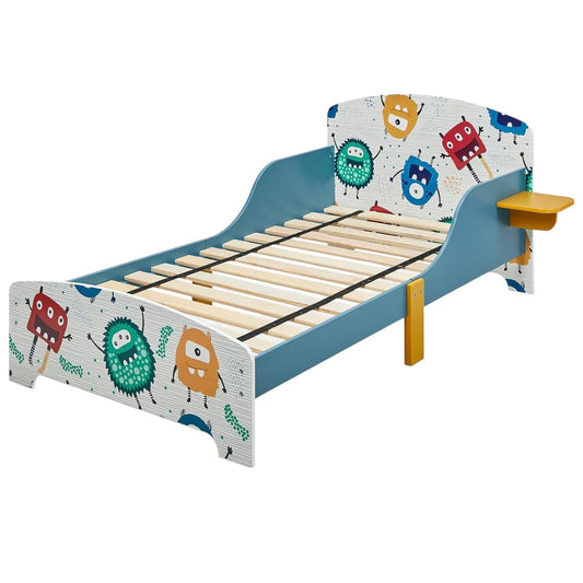Letto per bambini GINGER HOME 140x70 cm – In legno, con protezione anticaduta, MONSTER, Per bambini dai 18 mesi in su 