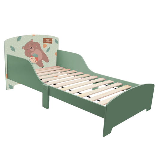 GINGER HOME Letto per bambini, protezione anticaduta, in legno, rete per materasso 70x140 cm, FOREST