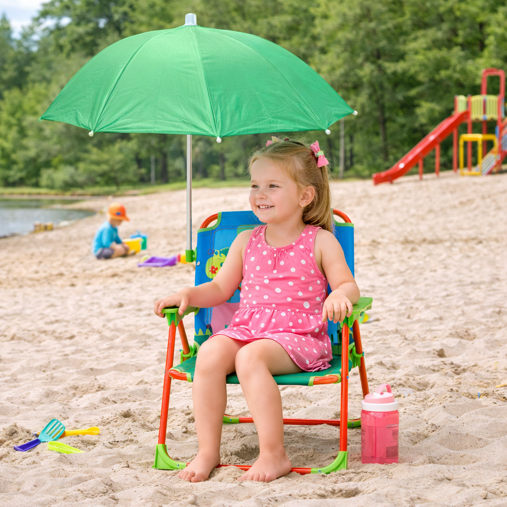 Детско плажно столче с чадър TOFFY – използване на пясък