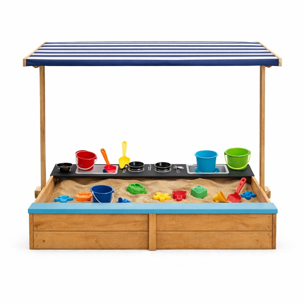 Детски пясъчник 3в1 GINGER HOME – изглед от различен ъгъл