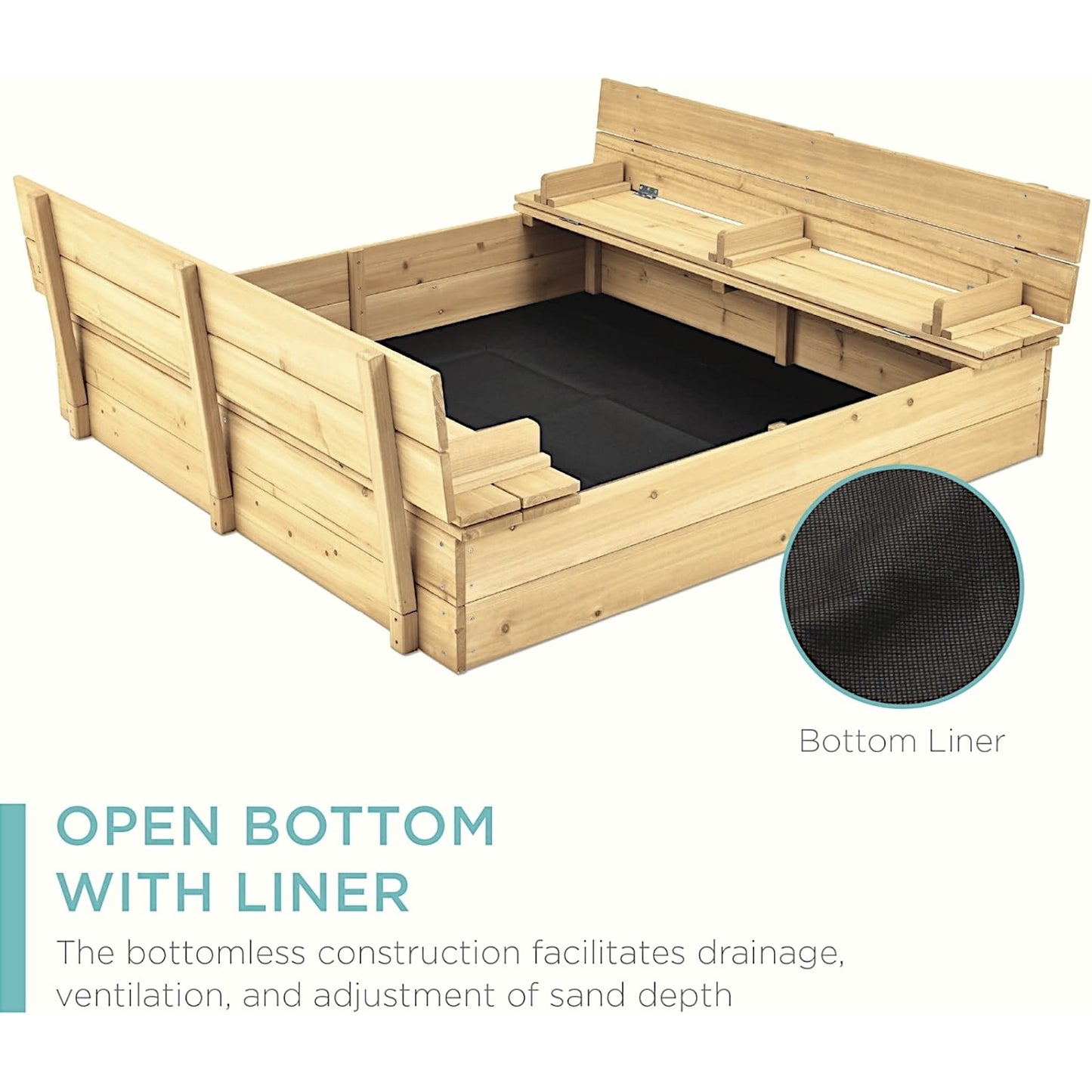 Дървен пясъчик за игра с подложка 