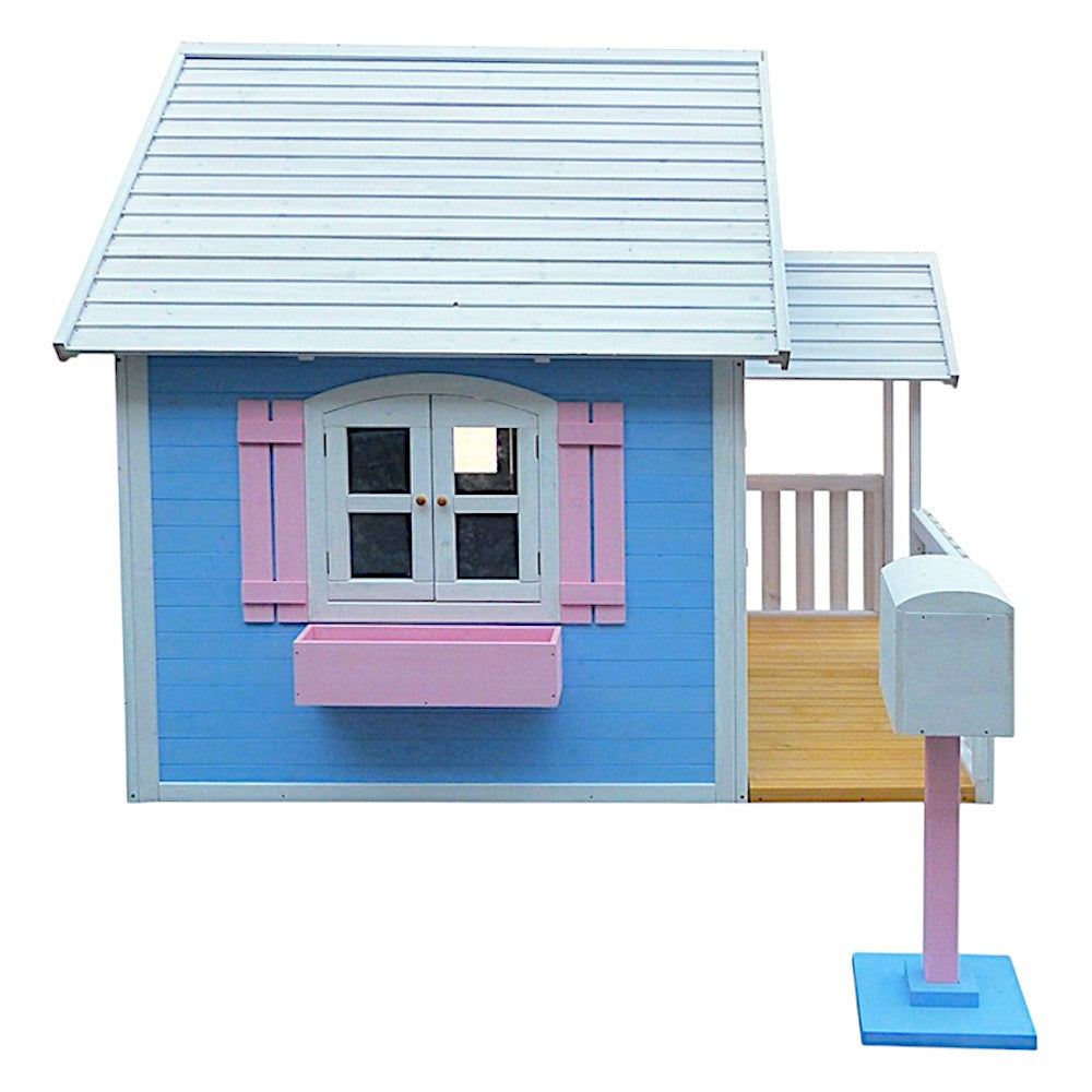 Дървена детска къща за двор и градина – страничен изглед