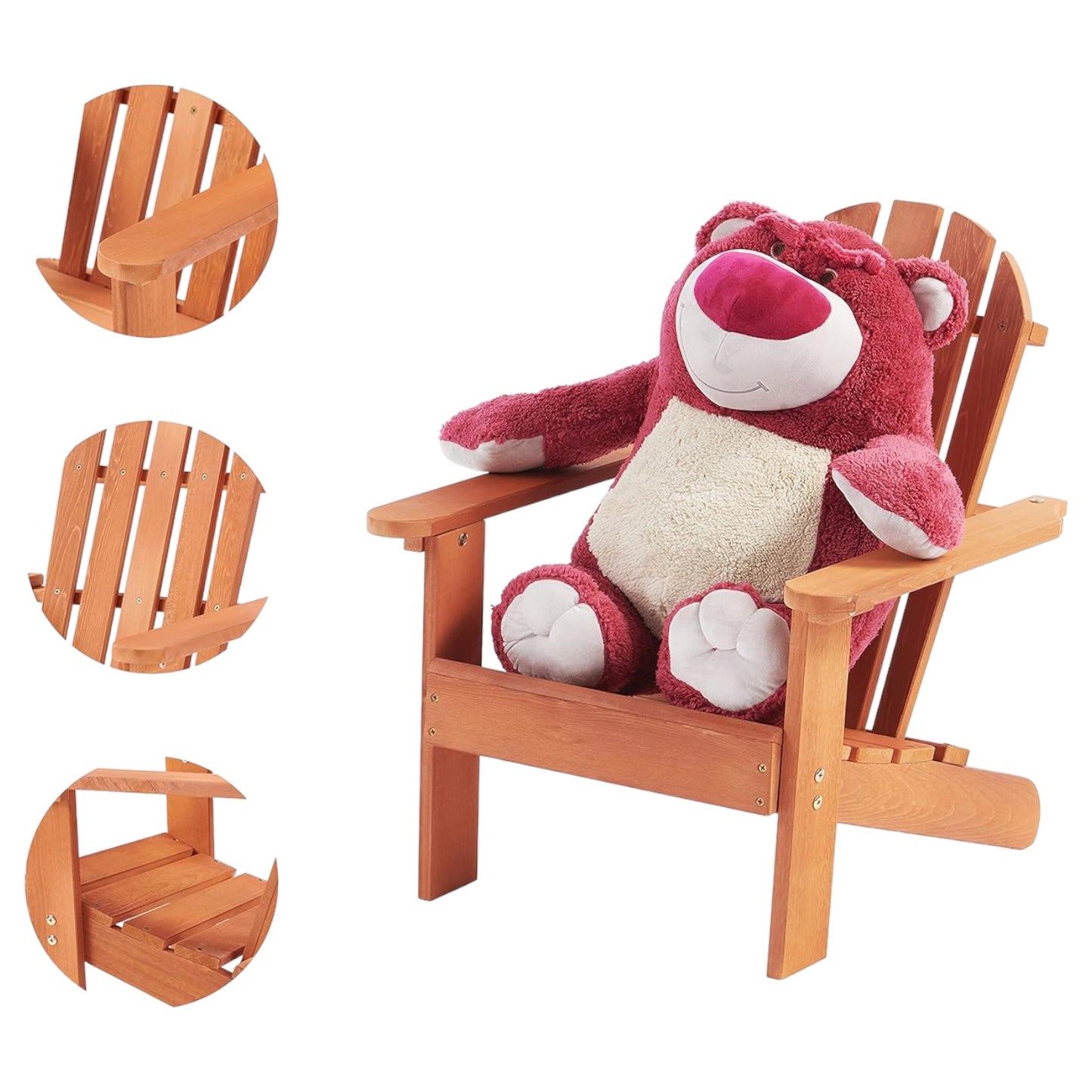 Sedia per bambini GINGER HOME, chaise longue Adirondack, relax in giardino, cortile, balcone, terrazza, campeggio e spiaggia, in legno