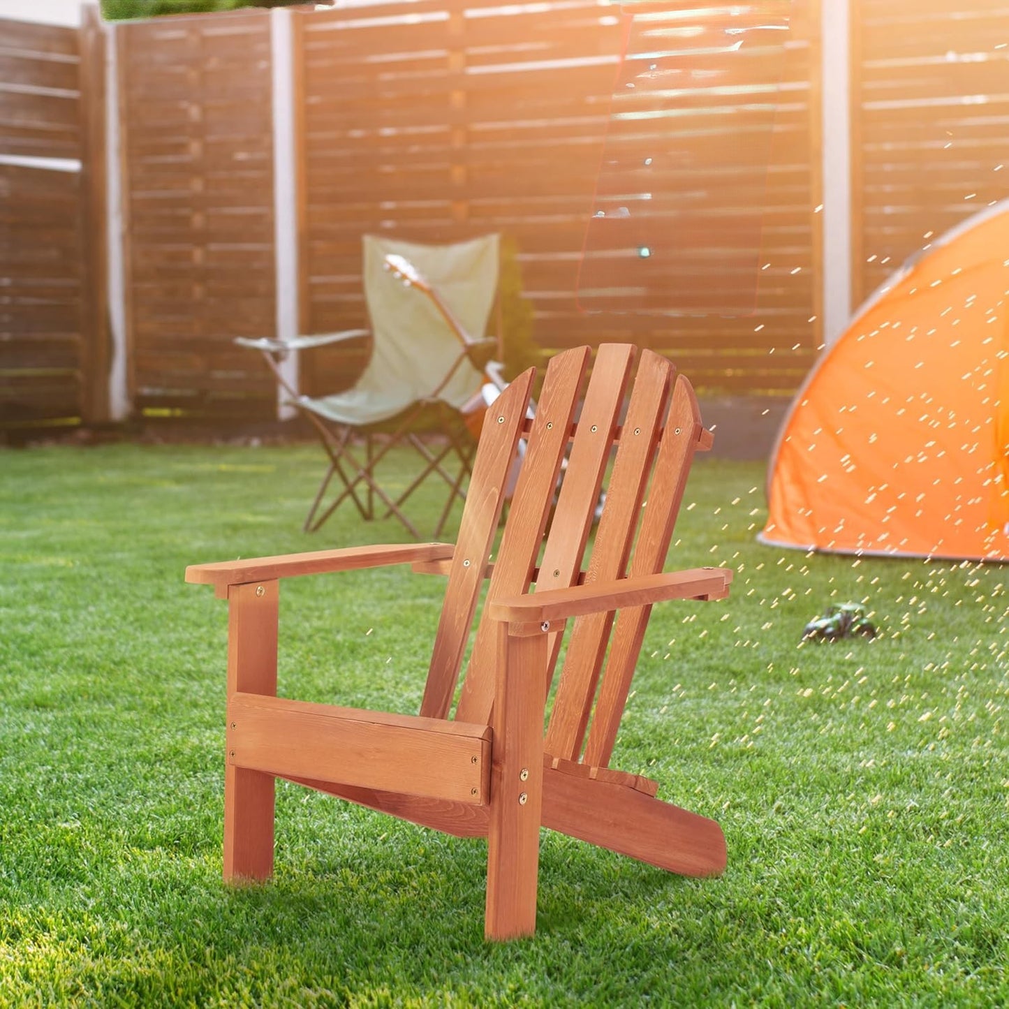 Sedia per bambini GINGER HOME, chaise longue Adirondack, relax in giardino, cortile, balcone, terrazza, campeggio e spiaggia, in legno