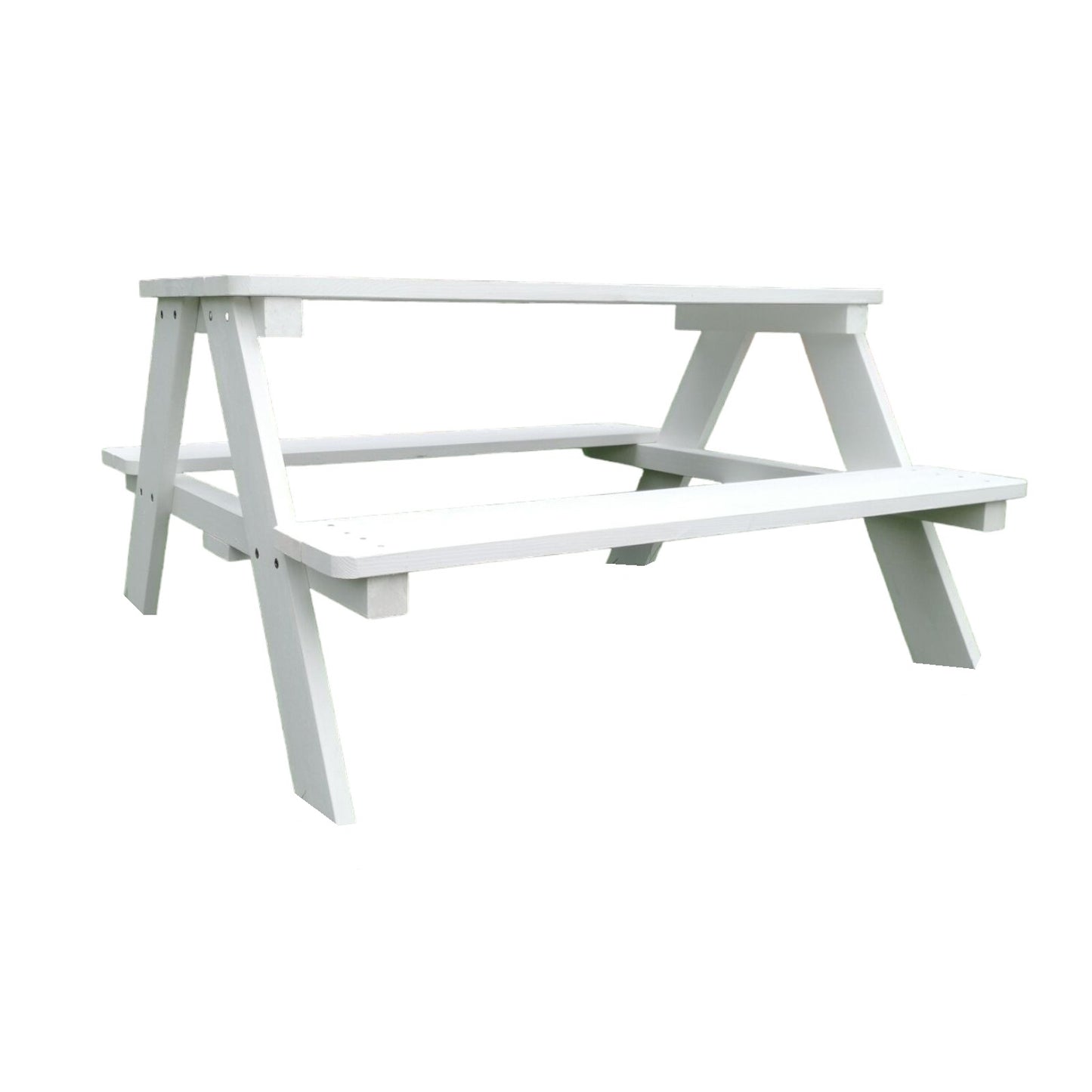 GINGER HOME Set da giardino, tavolo da picnic per bambini, ombrellone anti-UV 30+, in legno, giochi da esterno, bianco, 89x79x50 cm.