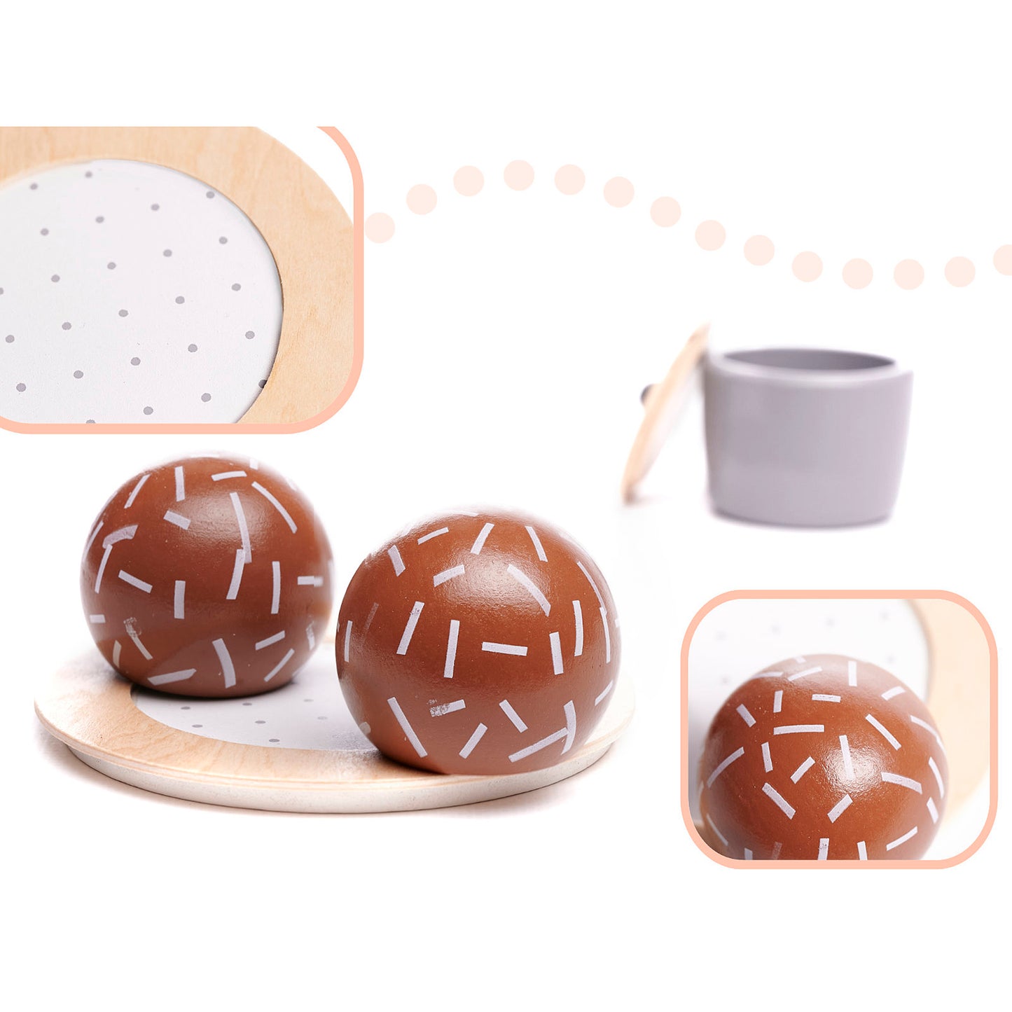 Set da tè e caffè in legno per bambini con accessori - bianco/grigio