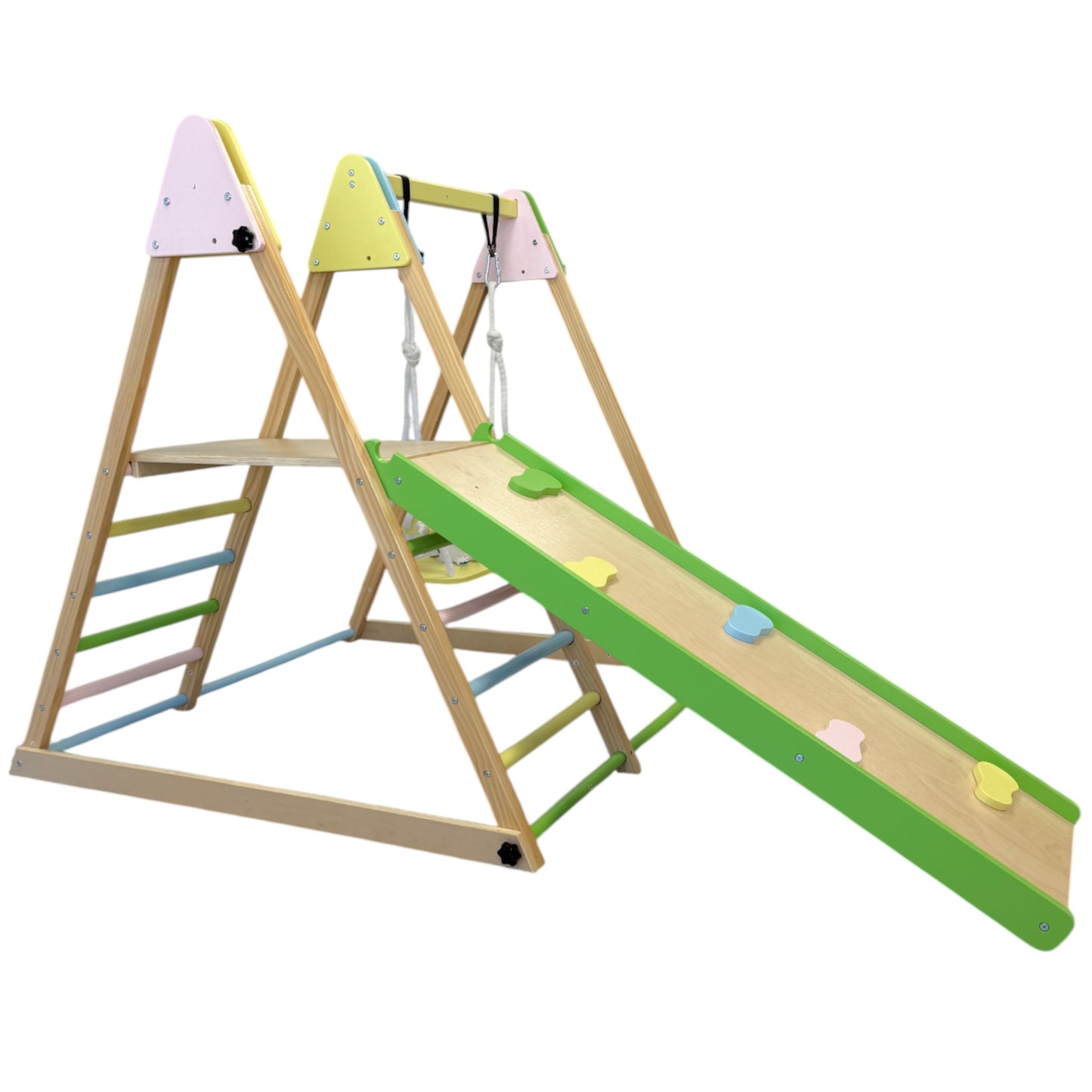 Triangolo Pikler (pickler) in legno per bambini 4 in 1: altalena, scivolo, struttura per arrampicata e rampa | Ginger Home