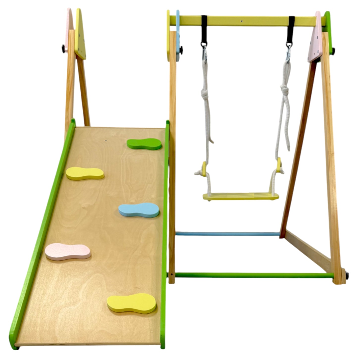 Triangolo Pikler (pickler) in legno per bambini 4 in 1: altalena, scivolo, struttura per arrampicata e rampa | Ginger Home