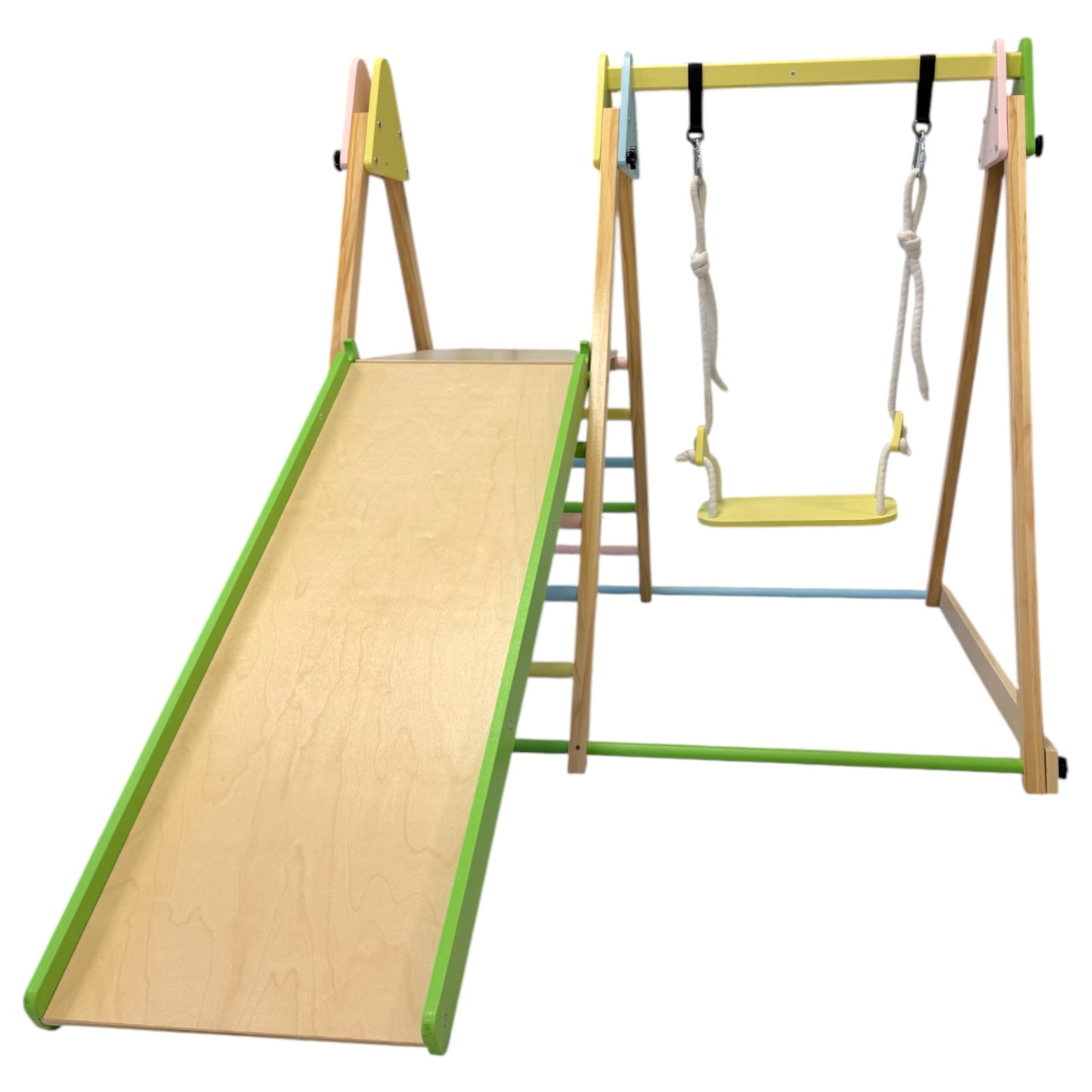 Triangolo Pikler (pickler) in legno per bambini 4 in 1: altalena, scivolo, struttura per arrampicata e rampa | Ginger Home