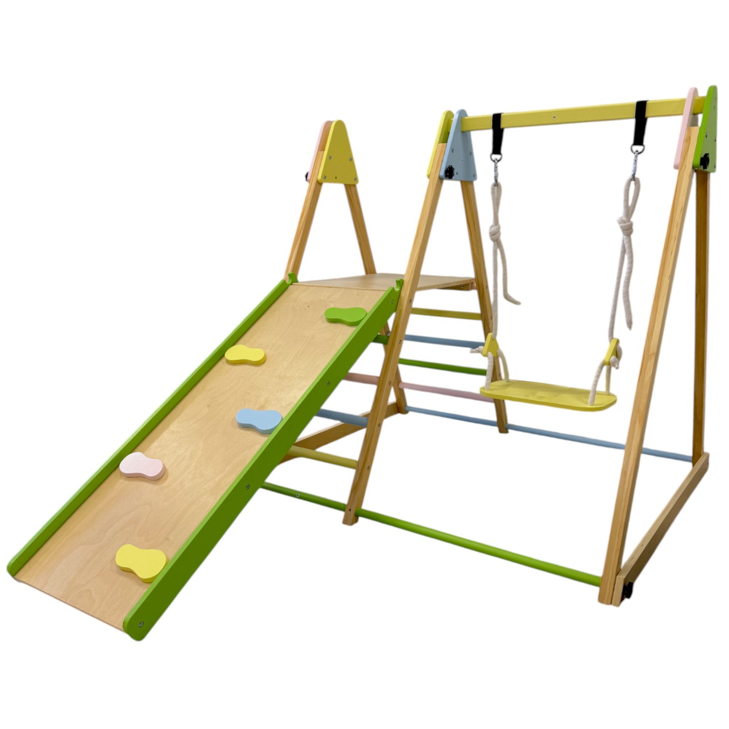 Triangolo Pikler (pickler) in legno per bambini 4 in 1: altalena, scivolo, struttura per arrampicata e rampa | Ginger Home